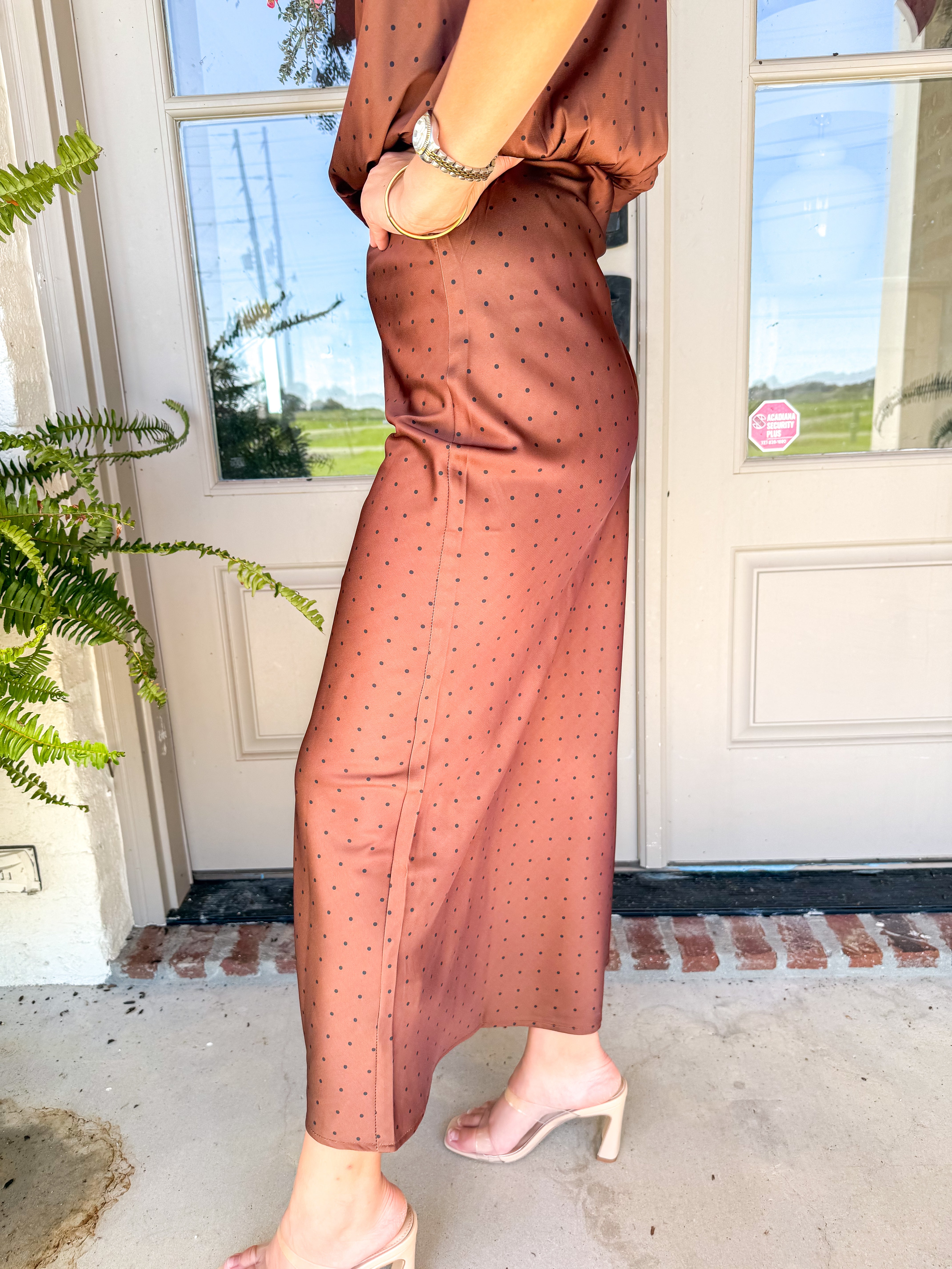 Dotted Darling Midi Skirt Mocha