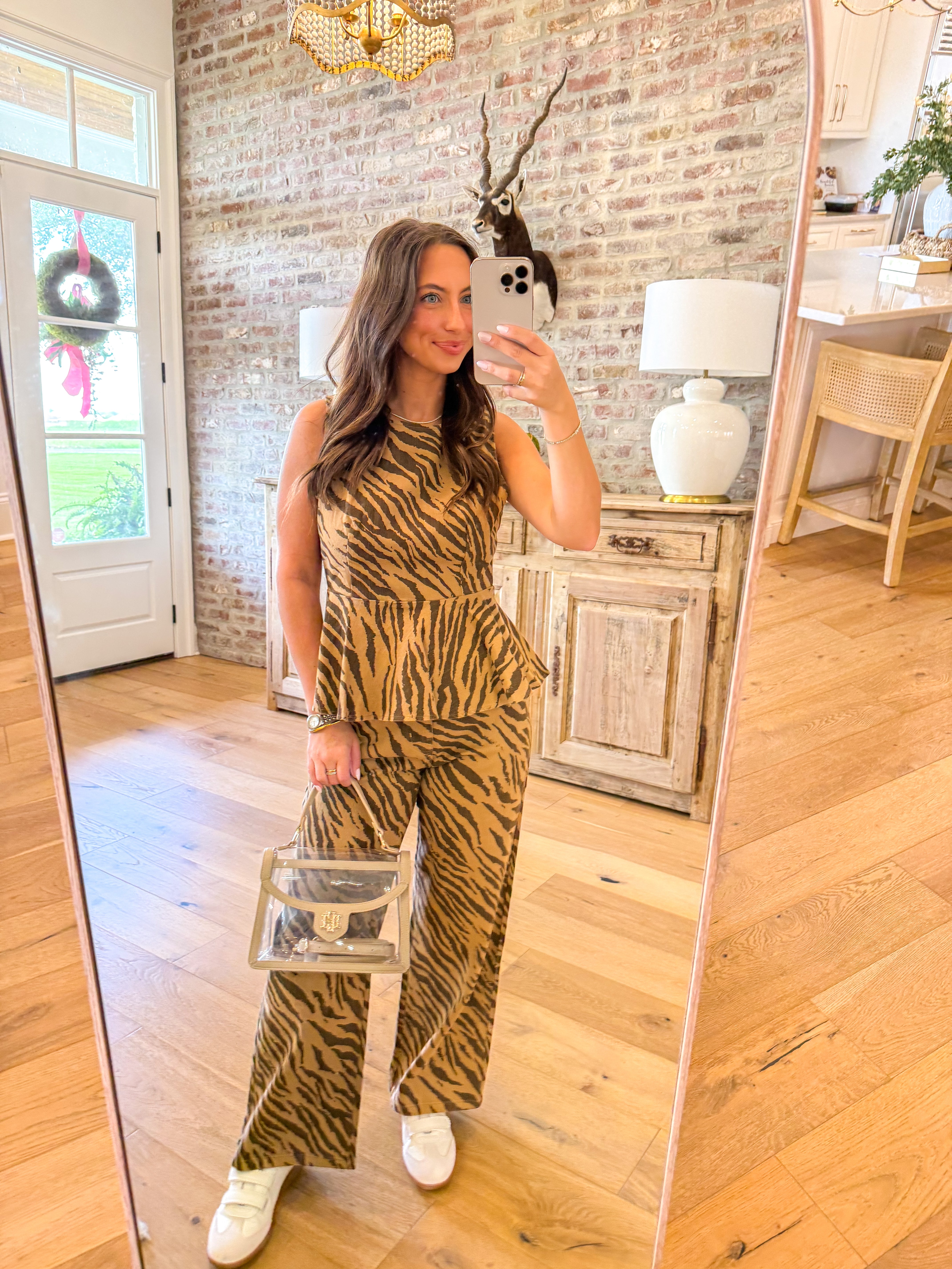 Zebra Print Wide-Leg Pants