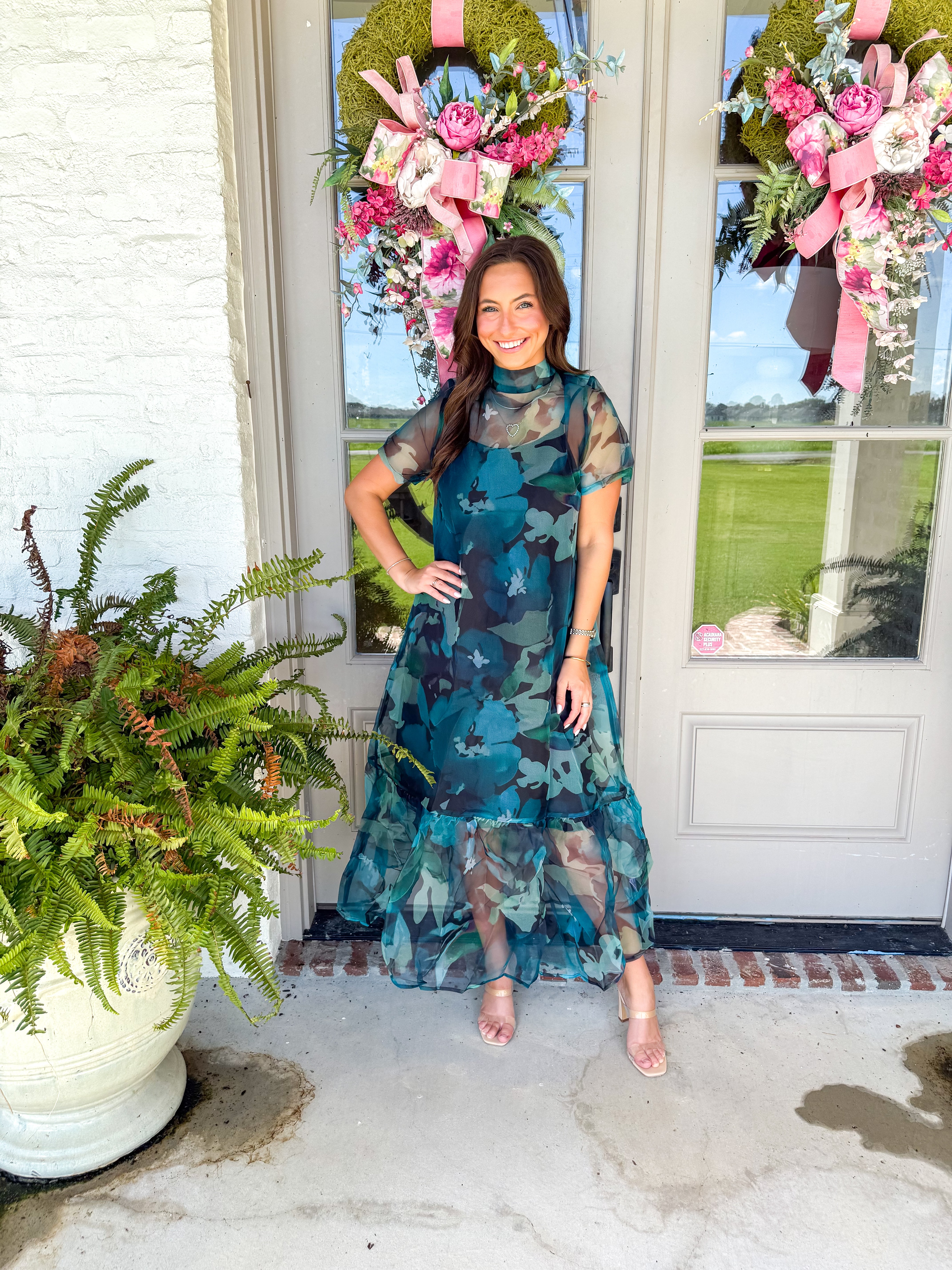 Watercolor Dreams Sheer Floral Maxi Dress