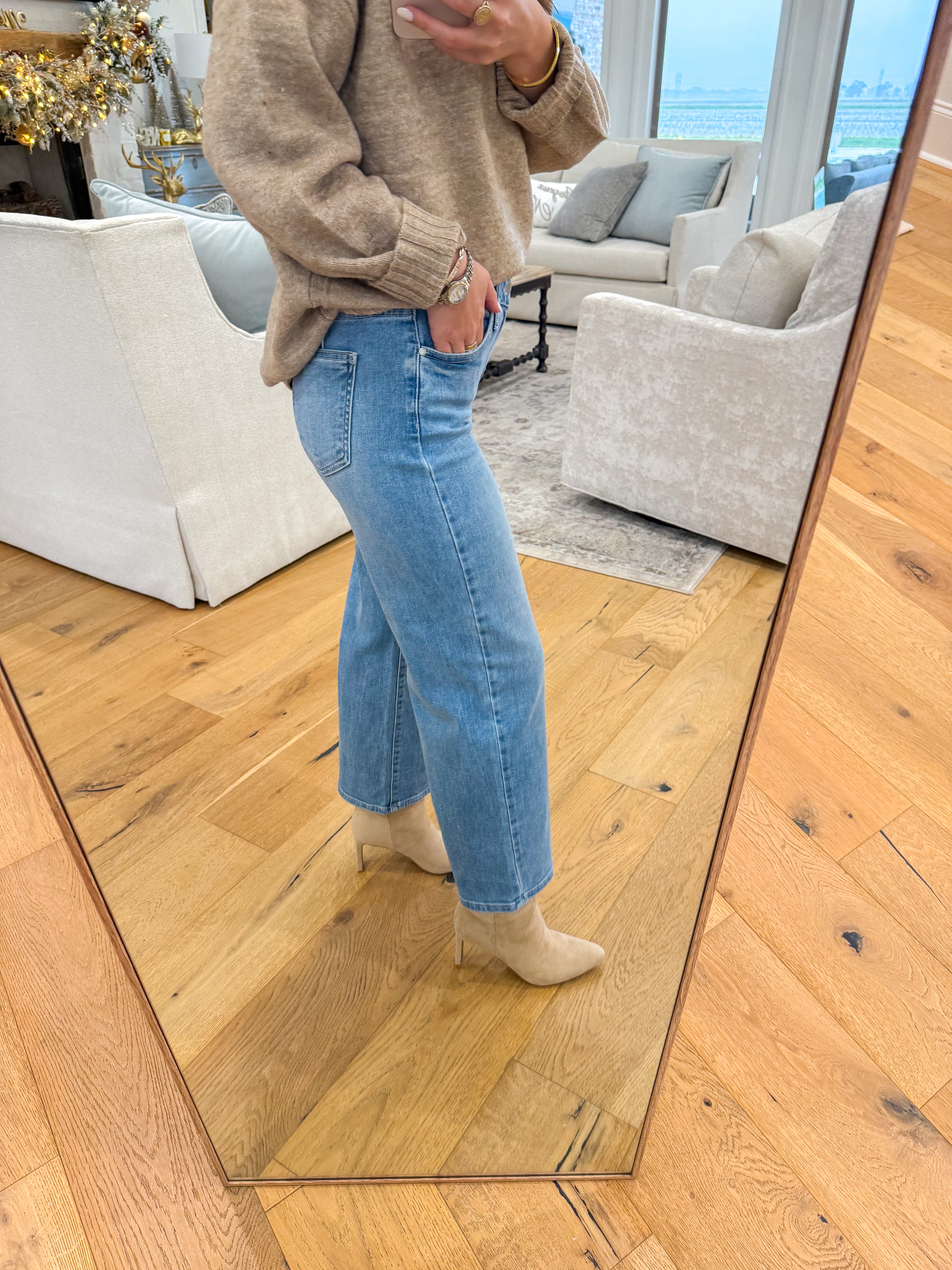 Light Wash Petite Slim Wide Leg