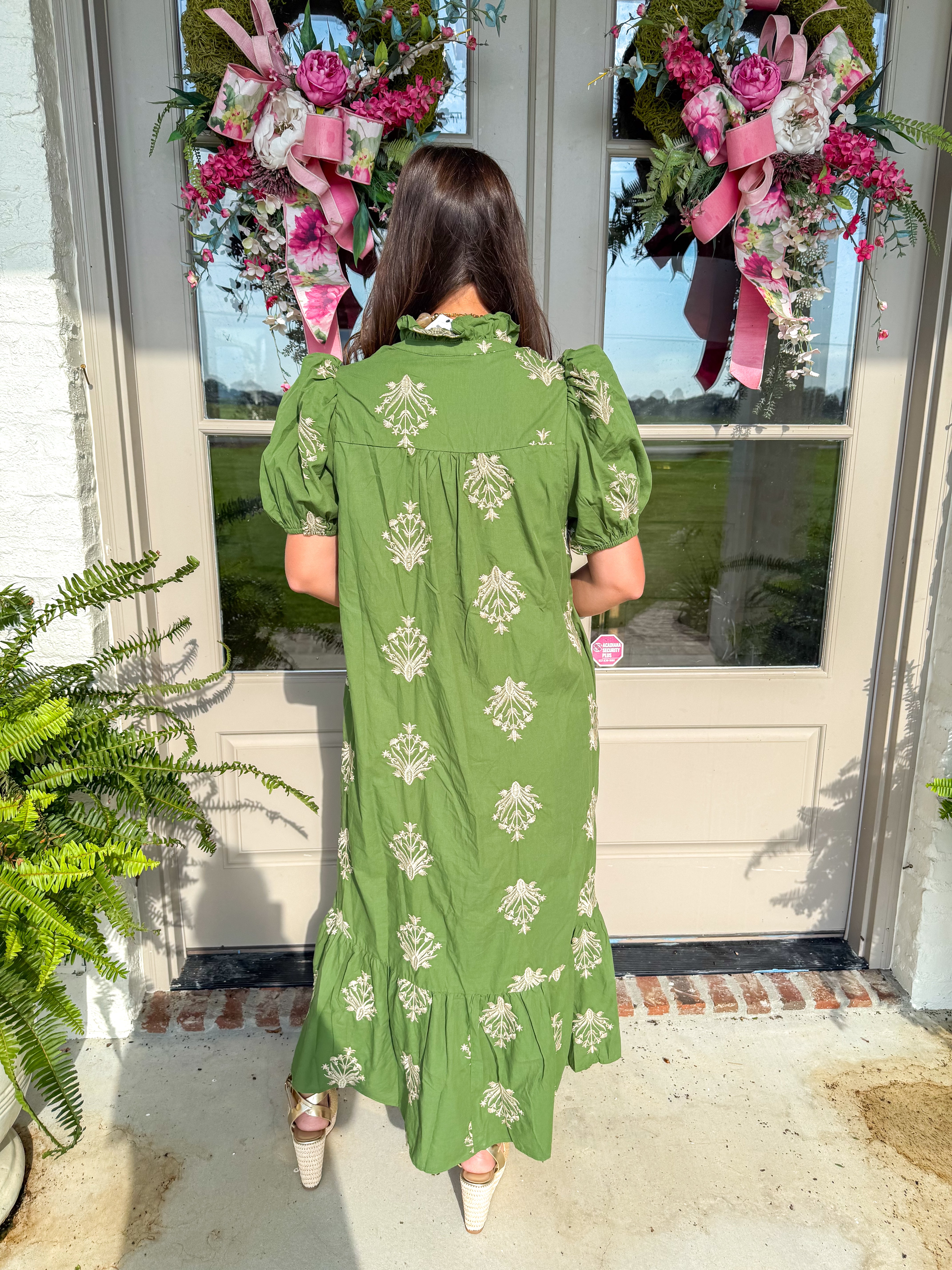 The Wildflower Embroidered Midi Olive