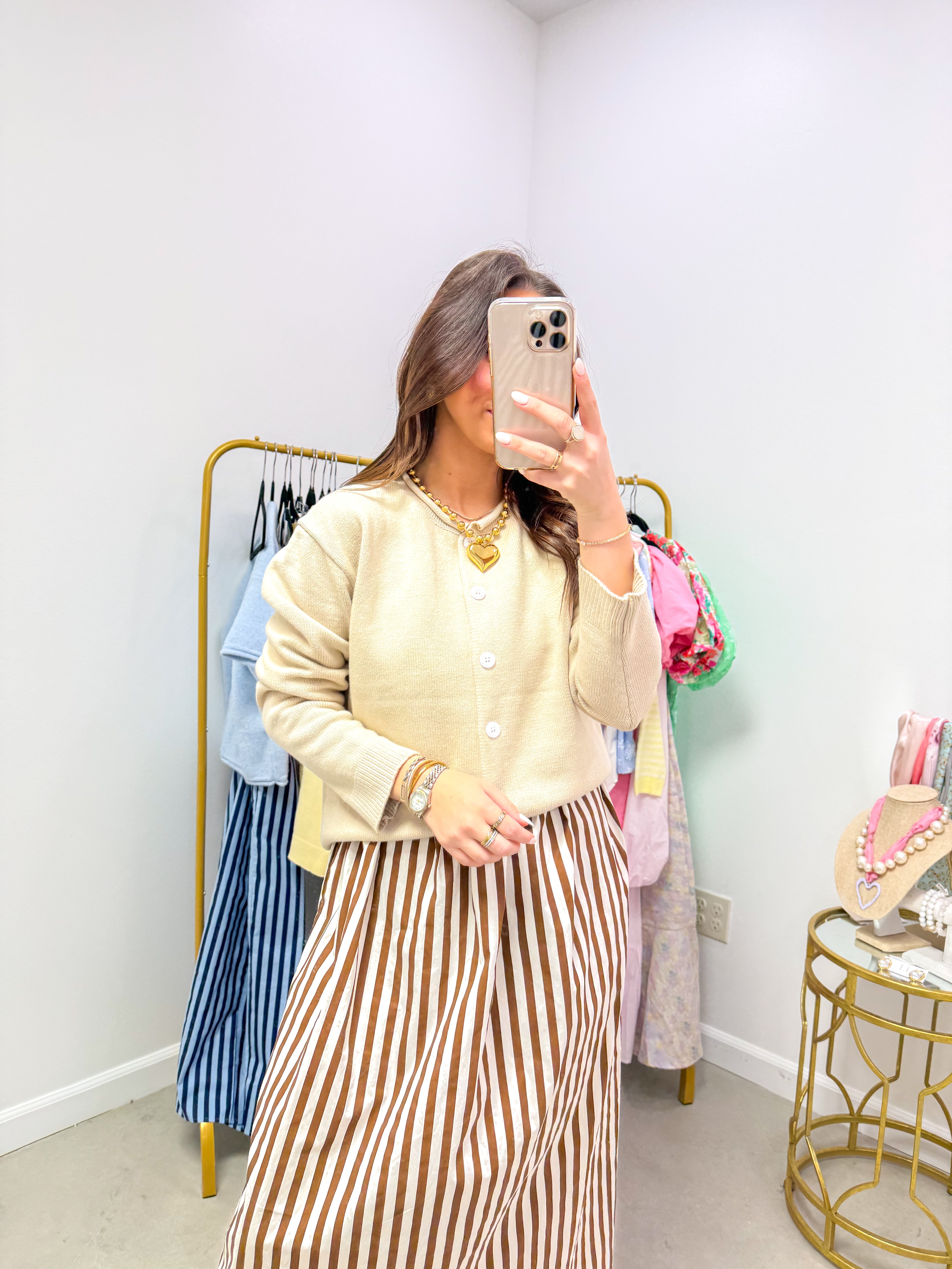 The Sweet Stripe Mocha Midi