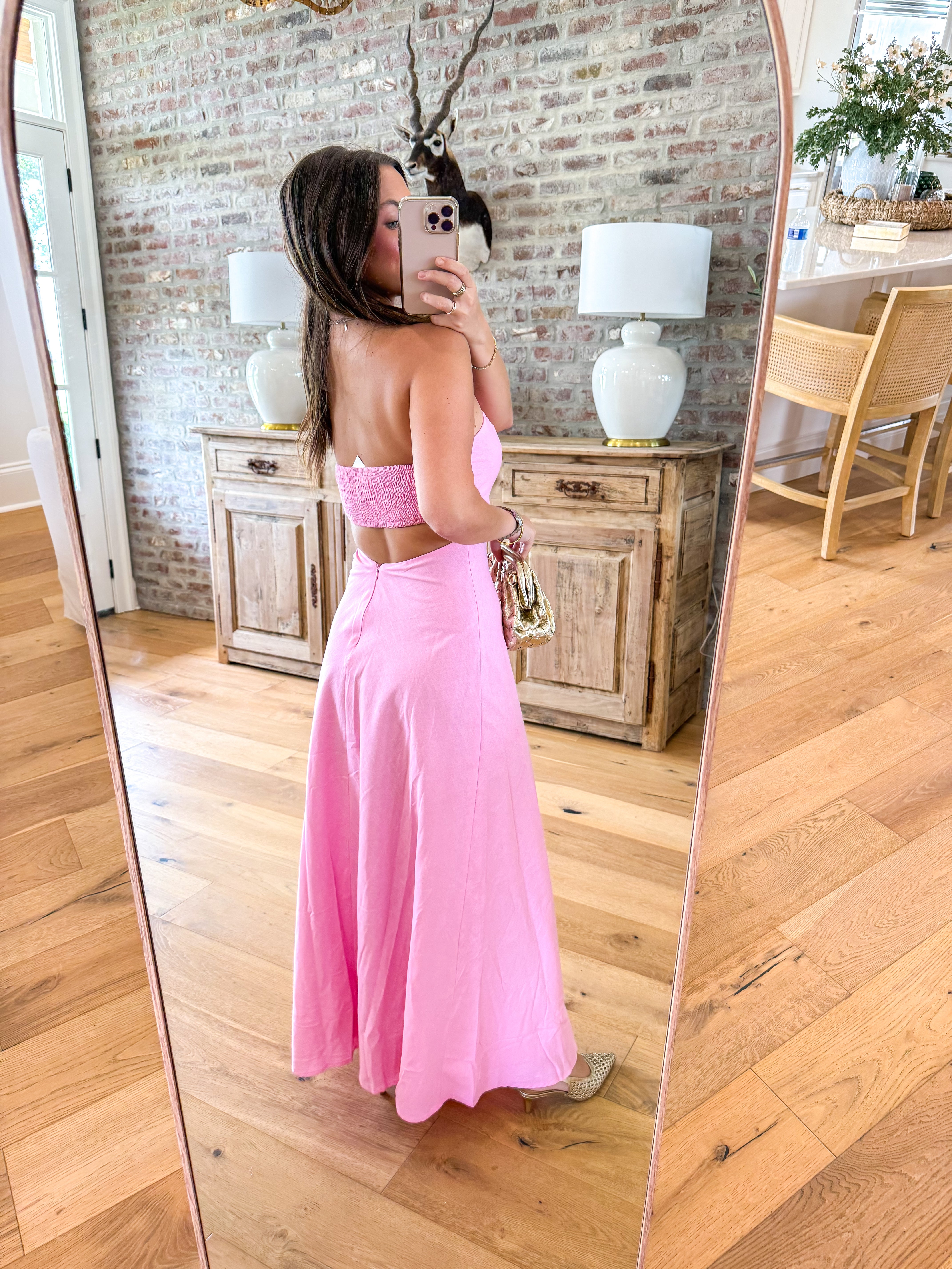 The Bayou Breeze Linen Maxi Pink