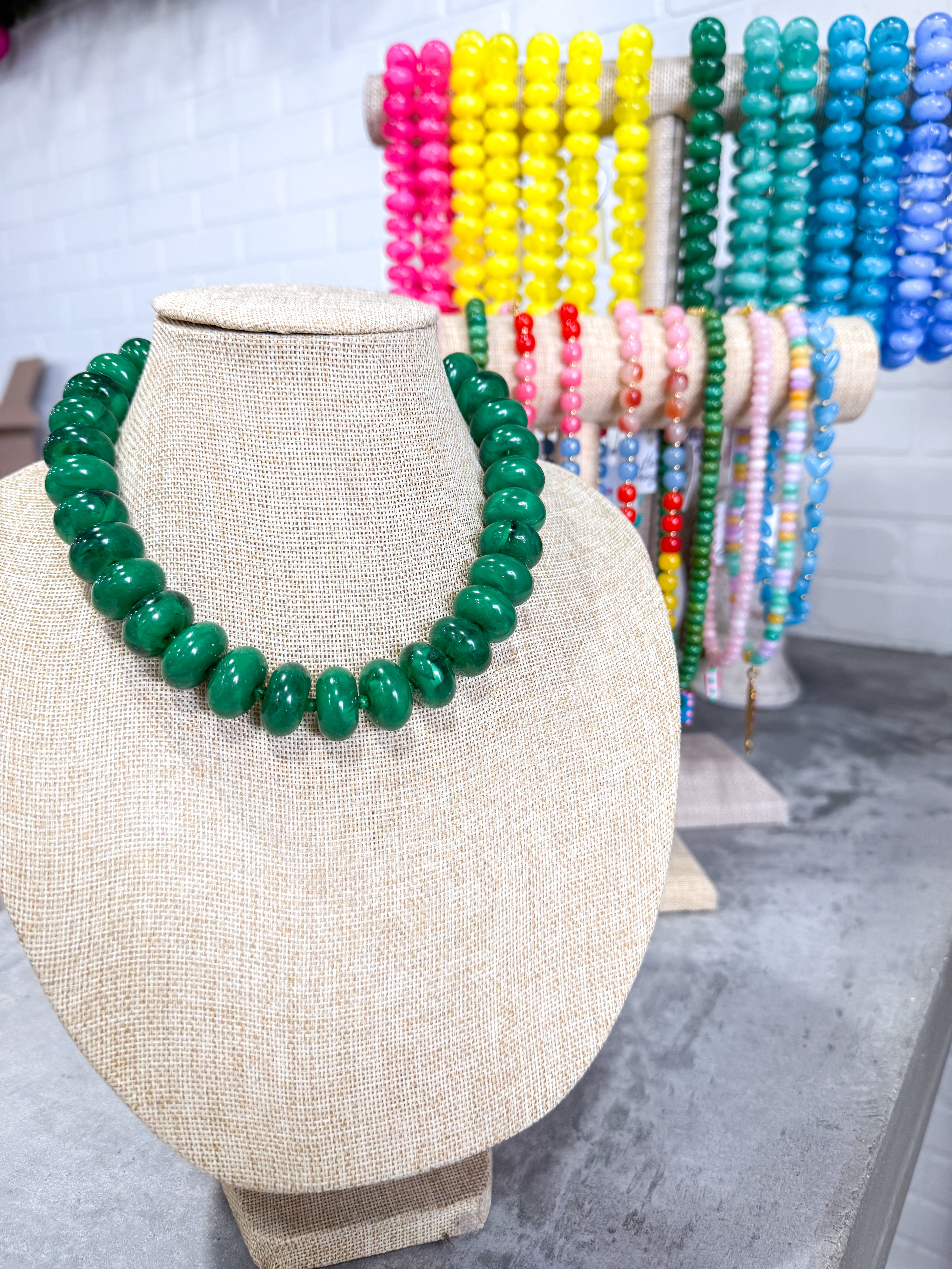 Dark Green Beaded Necklace
