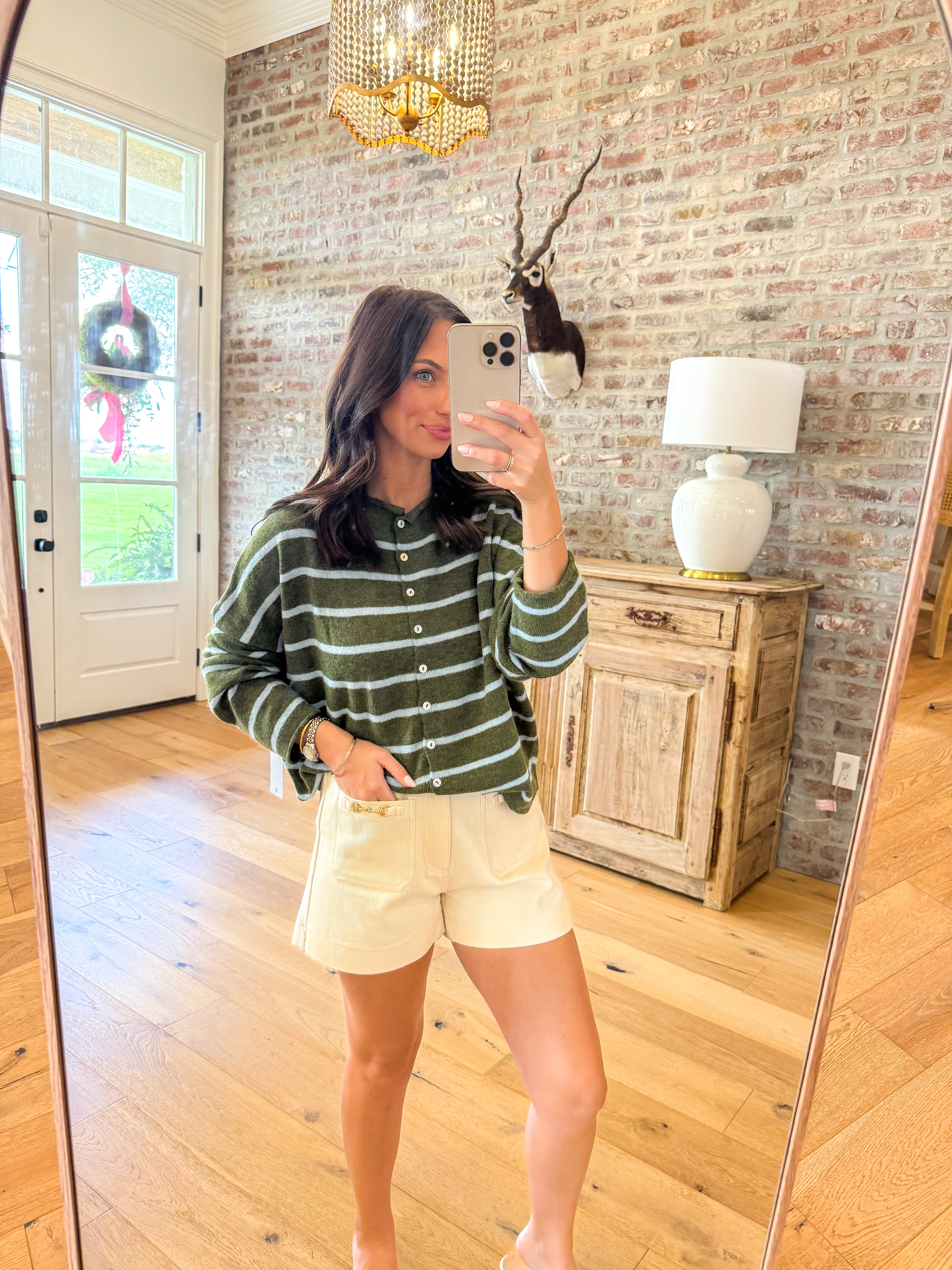 Piper Stripe Olive/Blue Cardigan