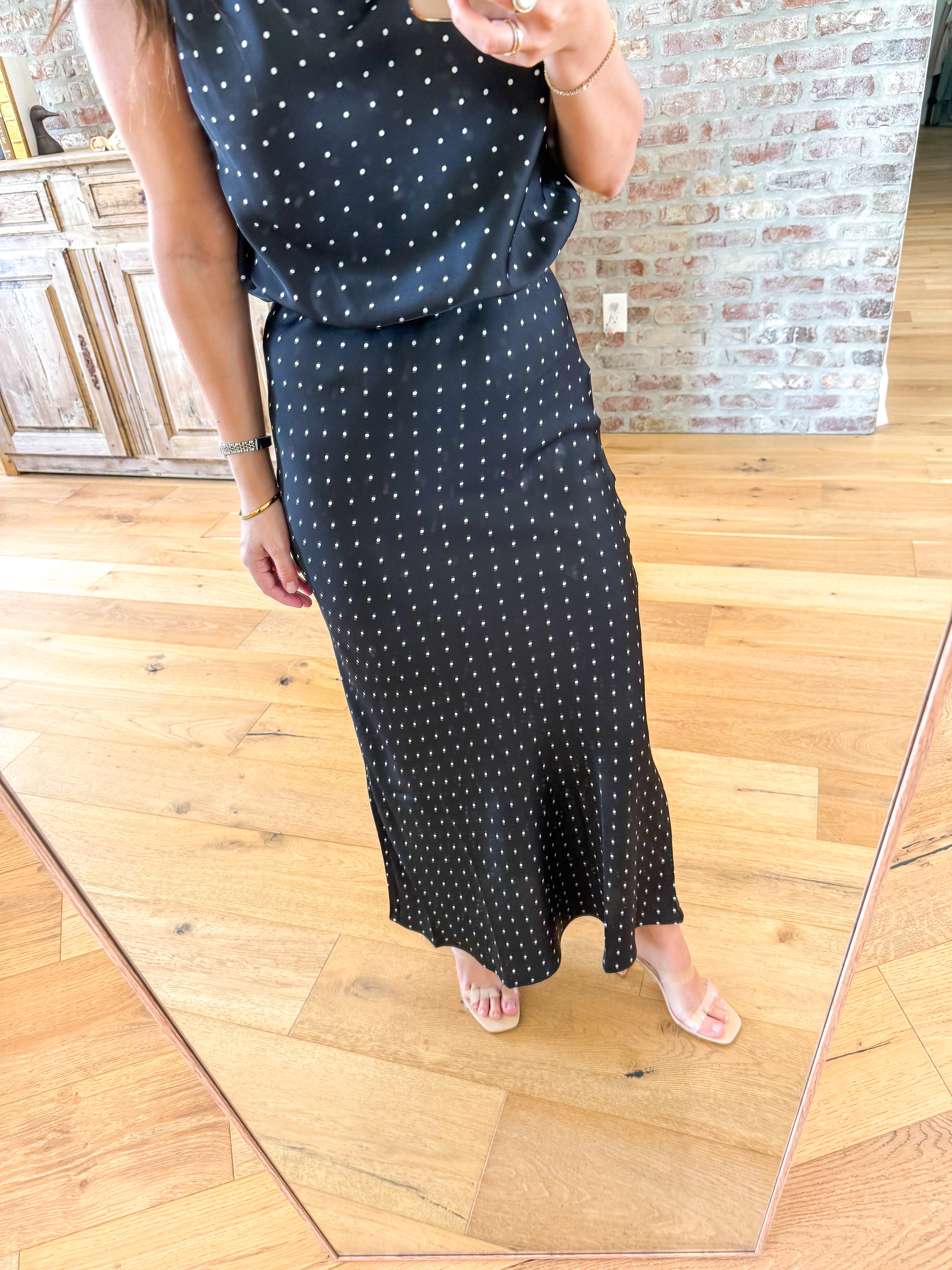Dotted Darling Midi Skirt Black