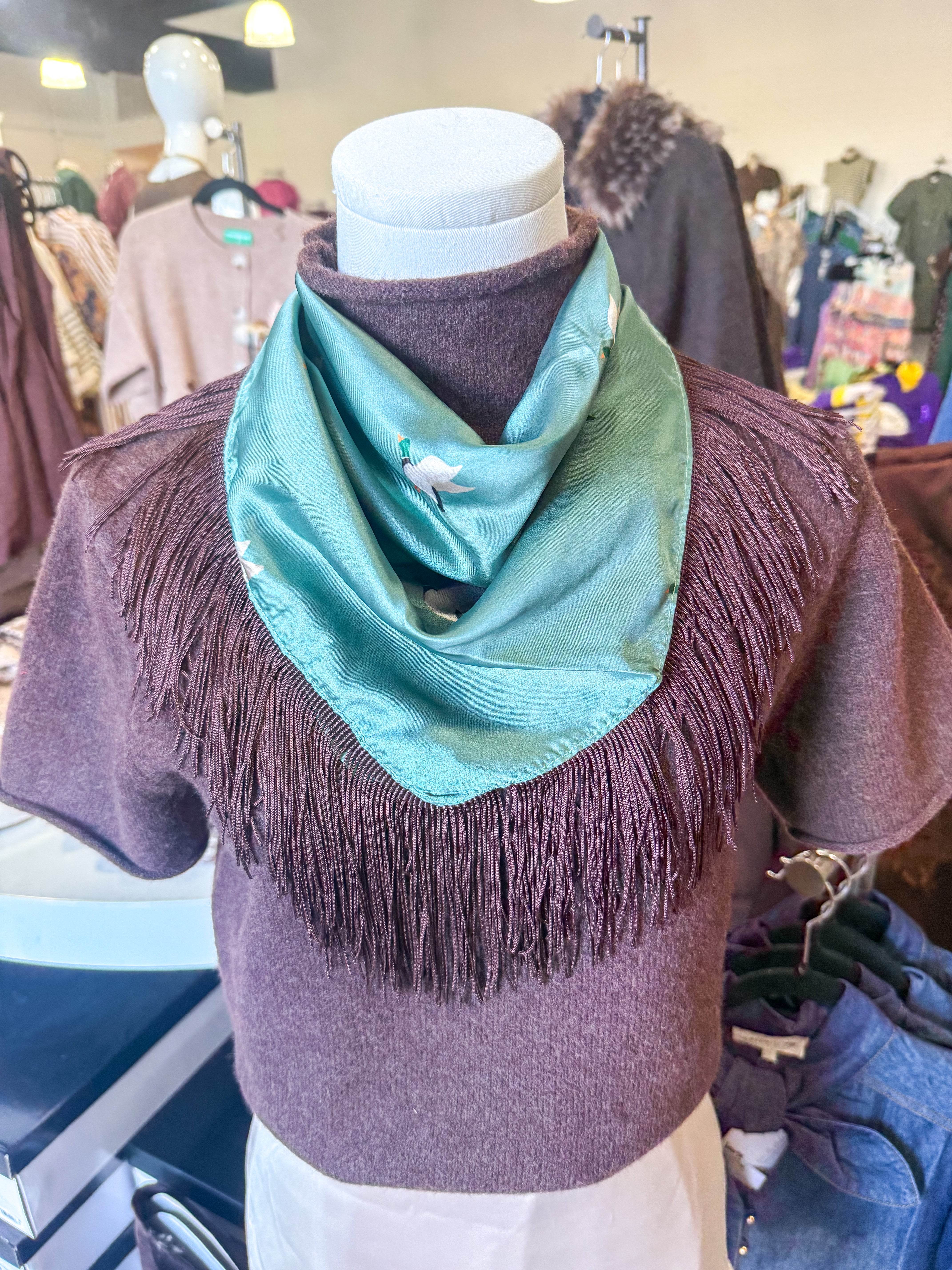 The Mallard Flight Brown Fringe Scarf
