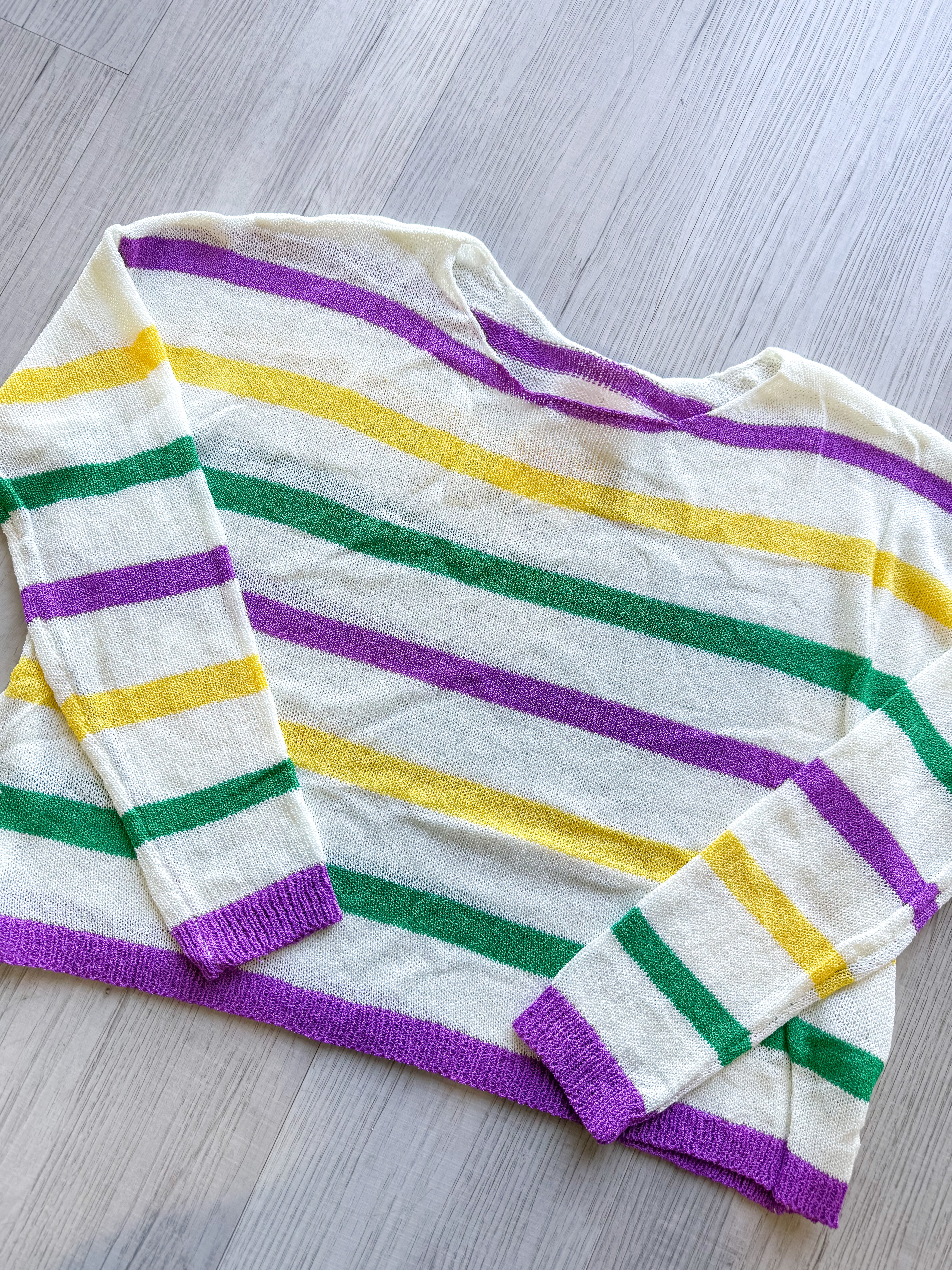 Mardi Gras Mesh Striped Cardigan