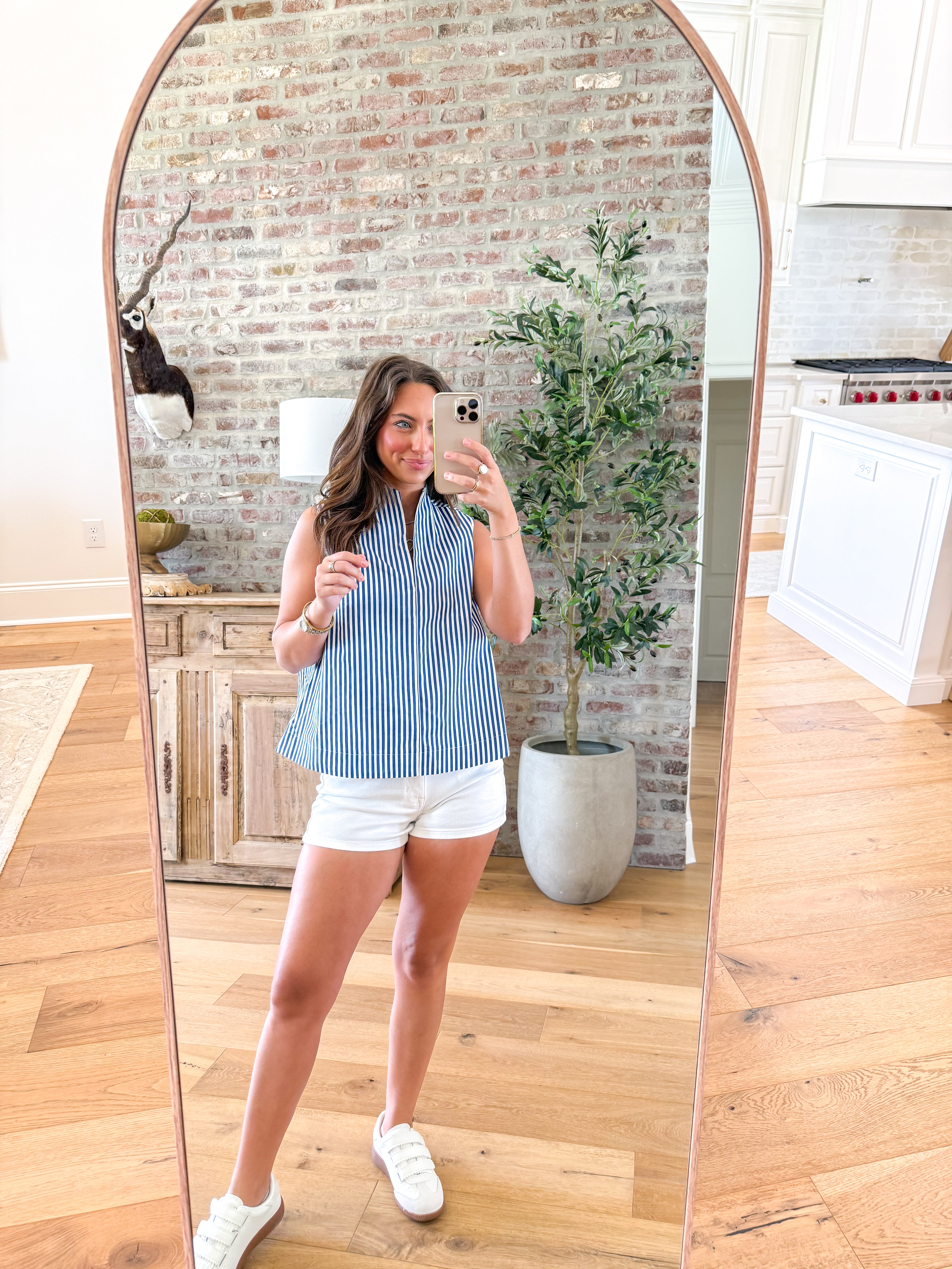 Harbor Stripe Popover Tank Blue