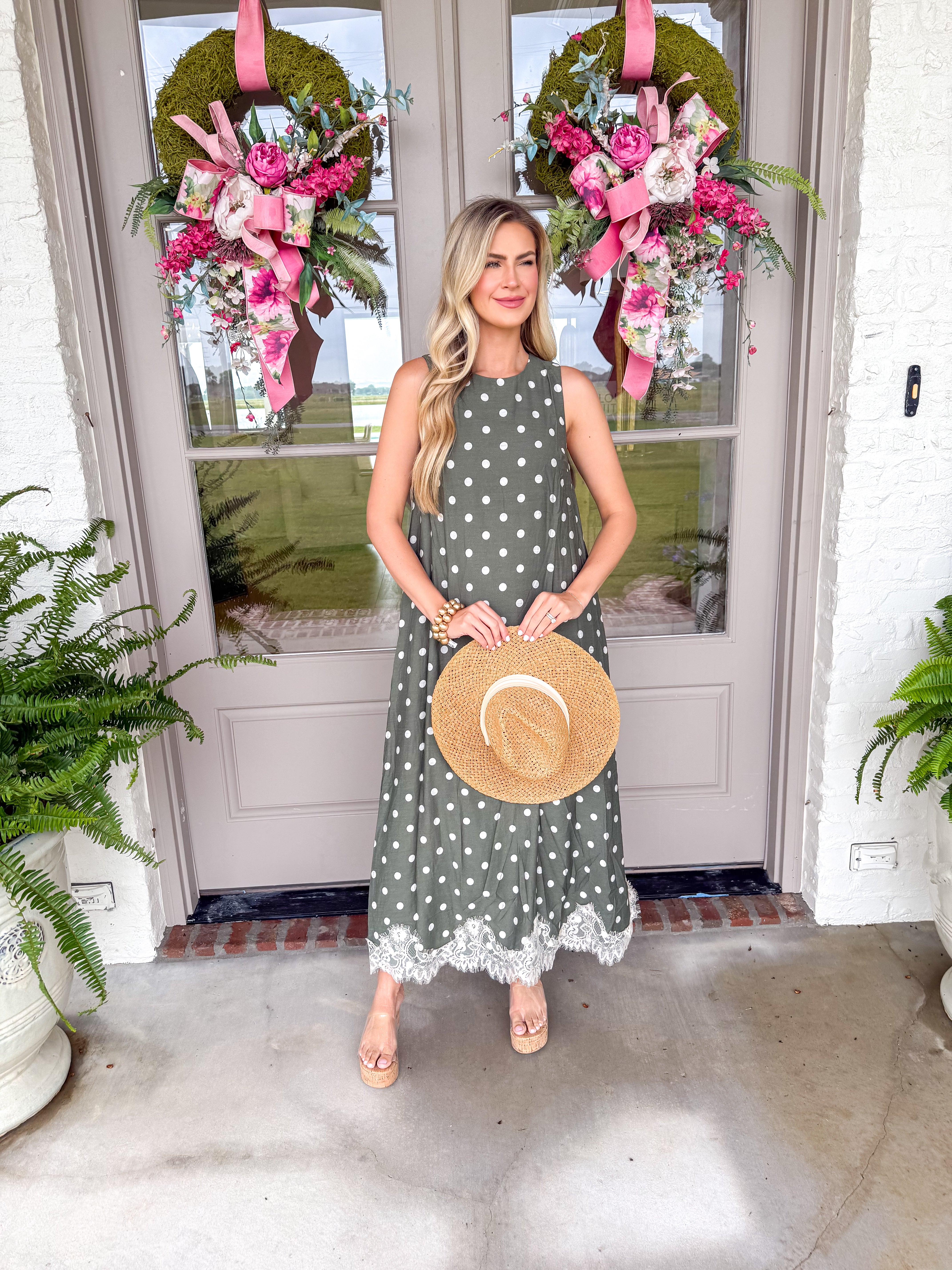 Olive Polka Dot Party Maxi