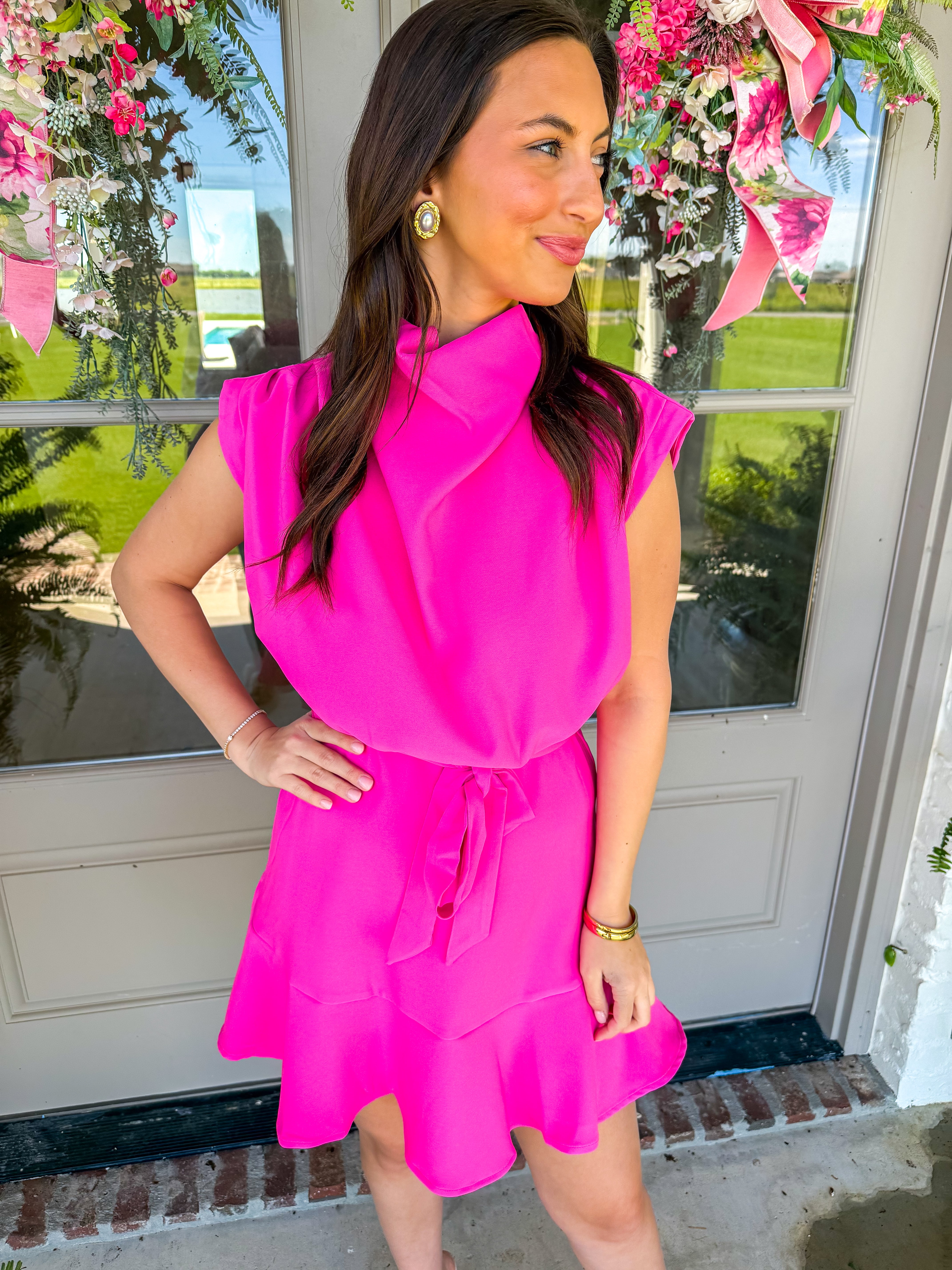 Blushing in Pink Cowl Neck Mini