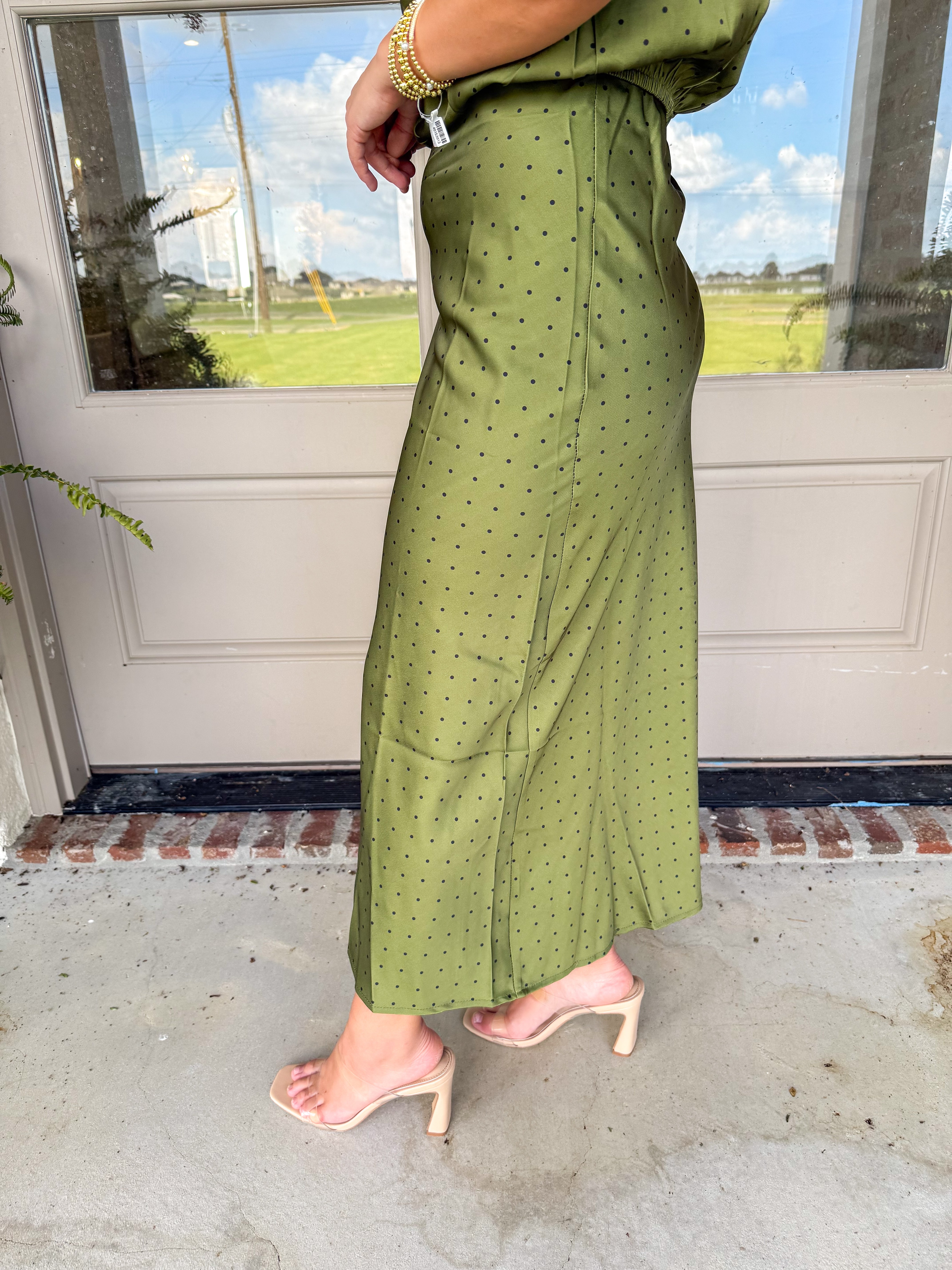 Dotted Darling Midi Skirt Olive