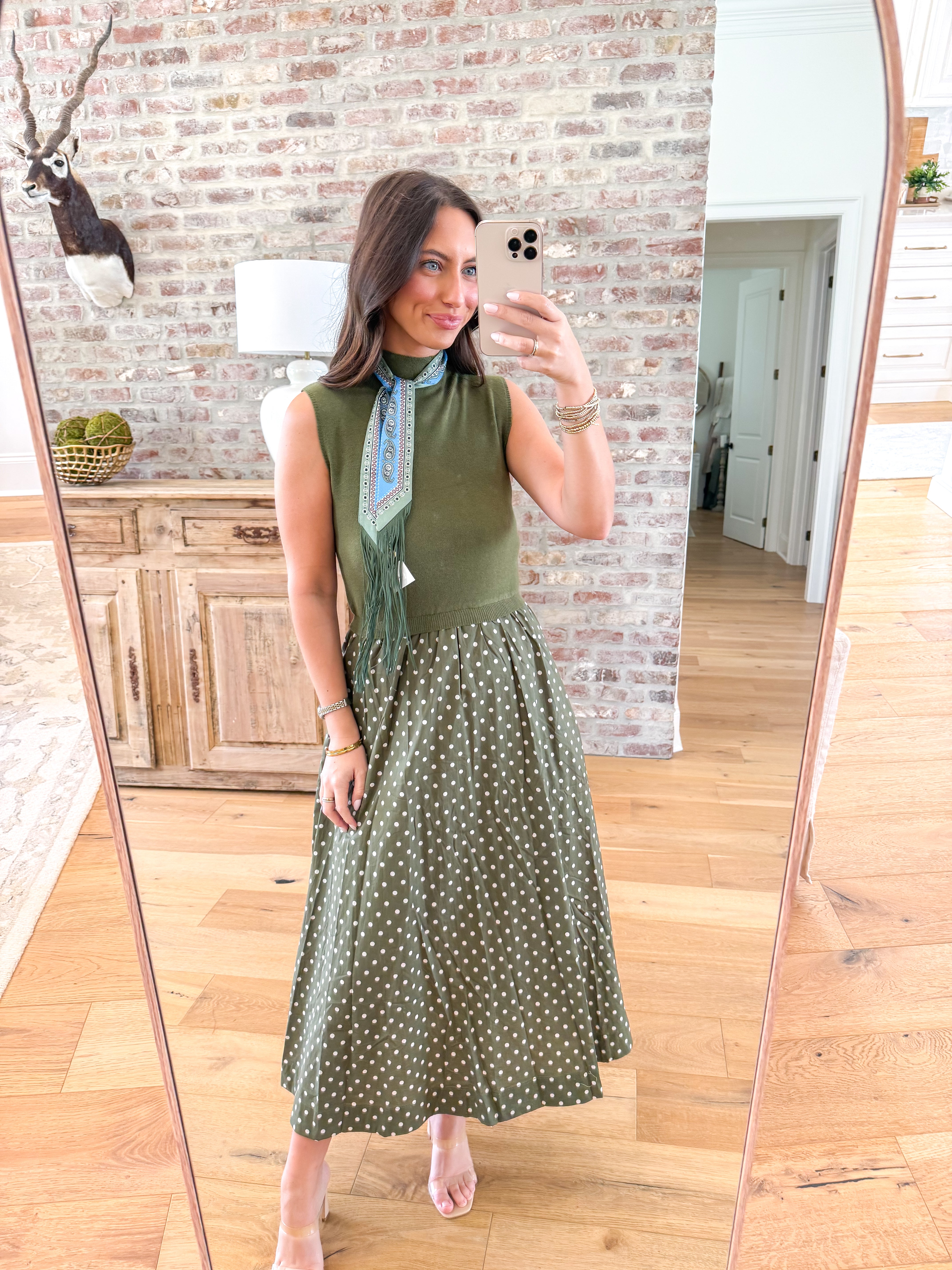 Olive You Polka Dot Midi Dress