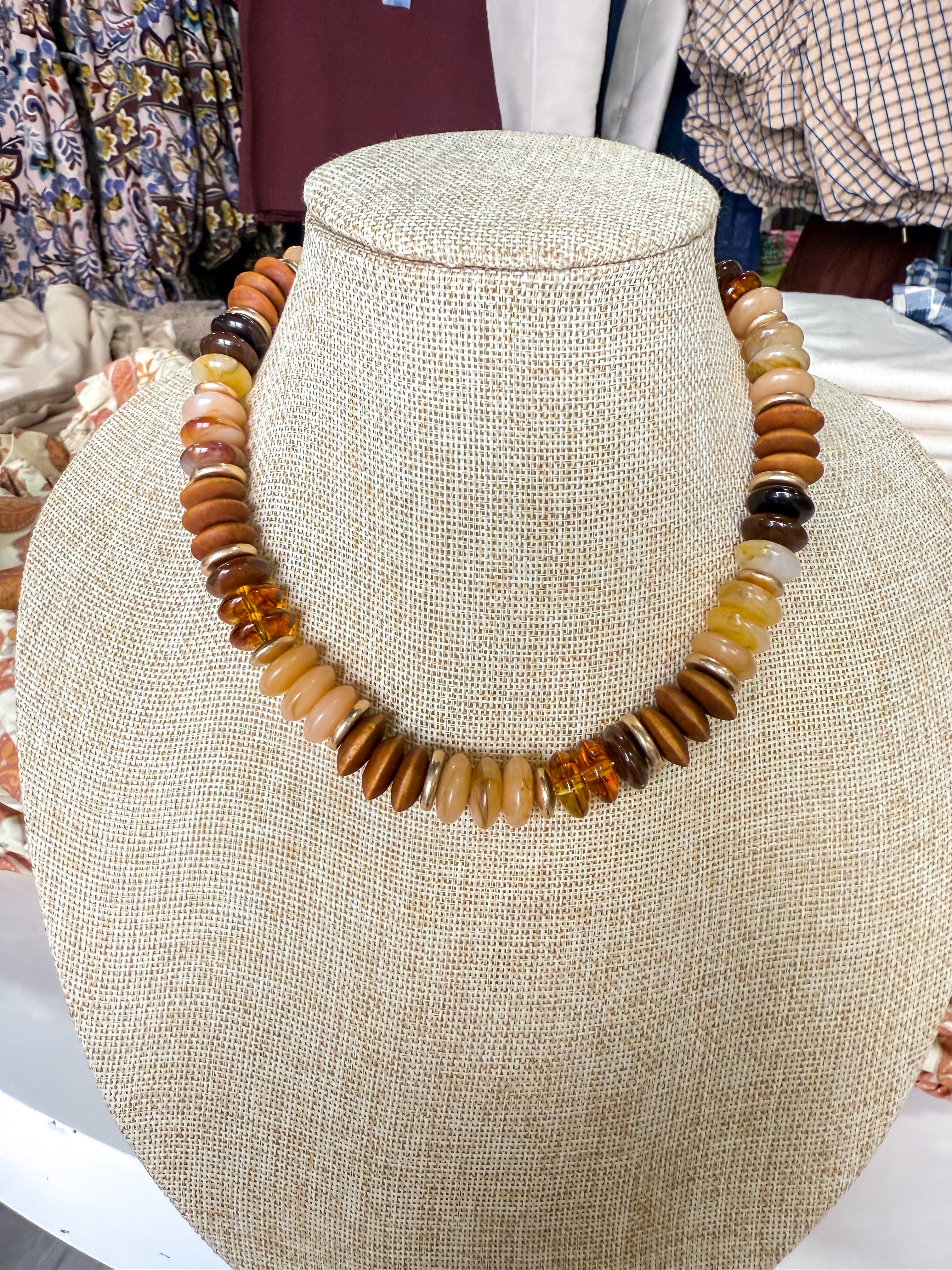 Multi Brown Beaded Necklace