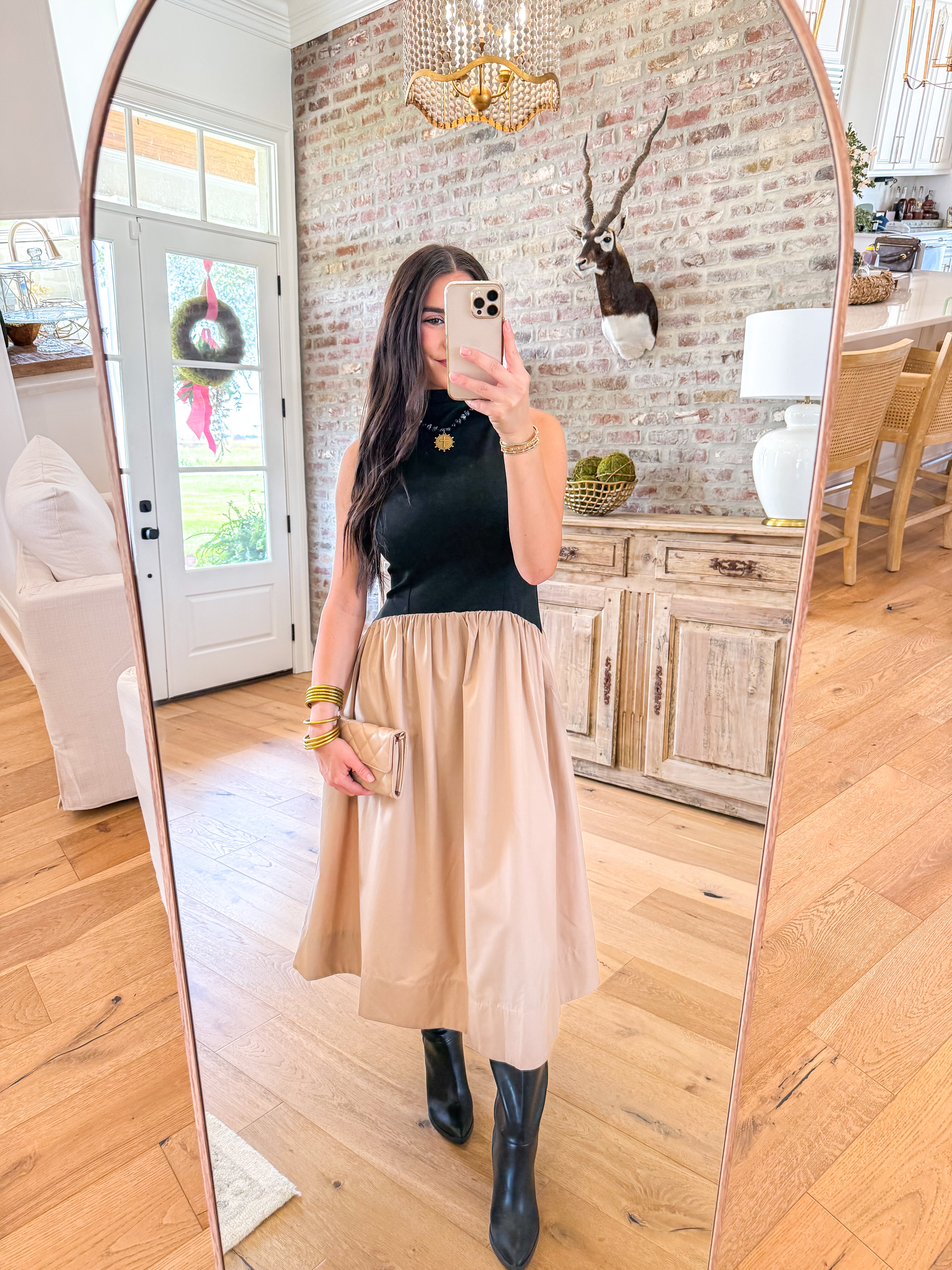 The Monroe Mixed-Media Midi Dress