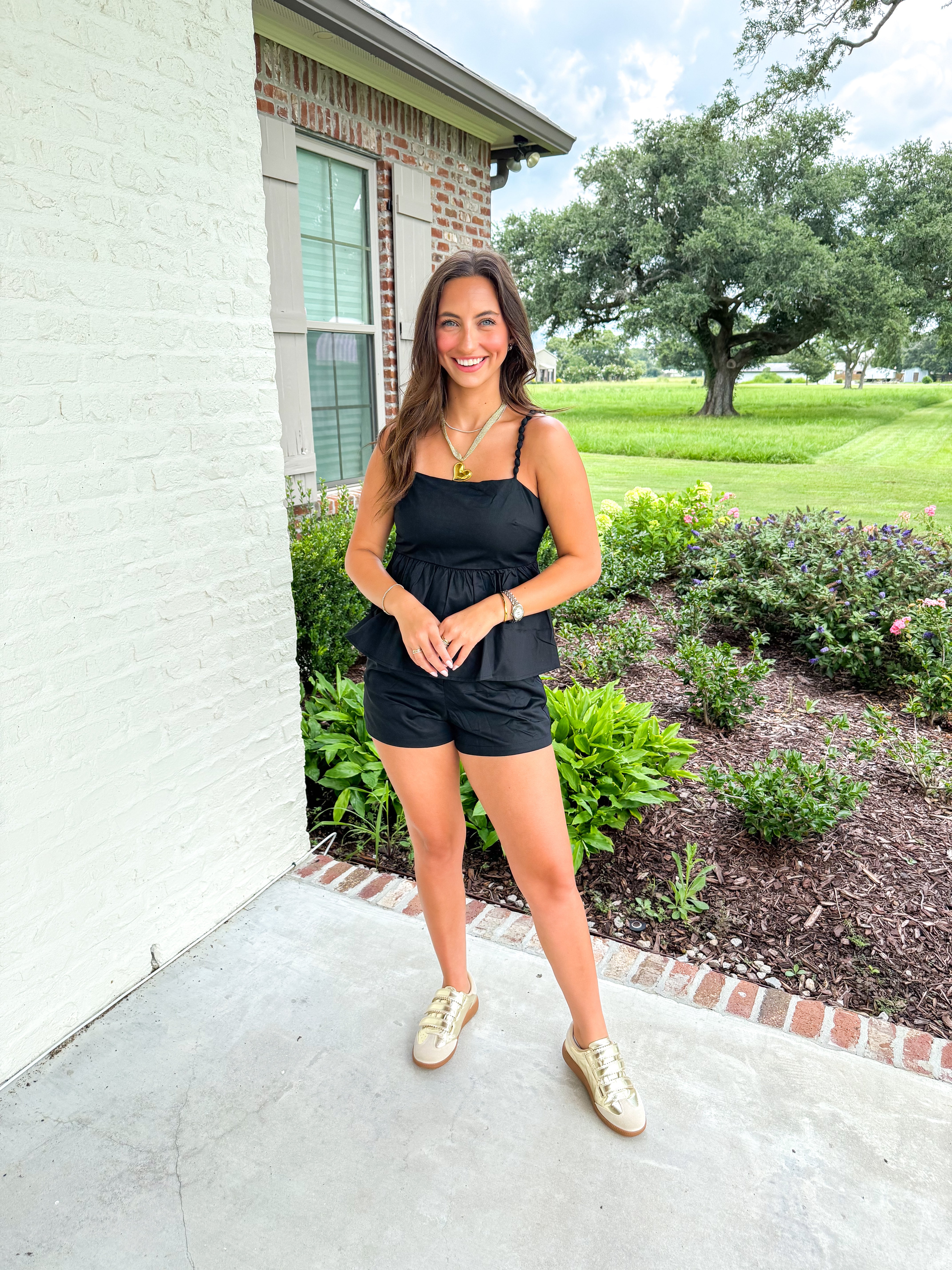 The Margot Peplum Short Set Black