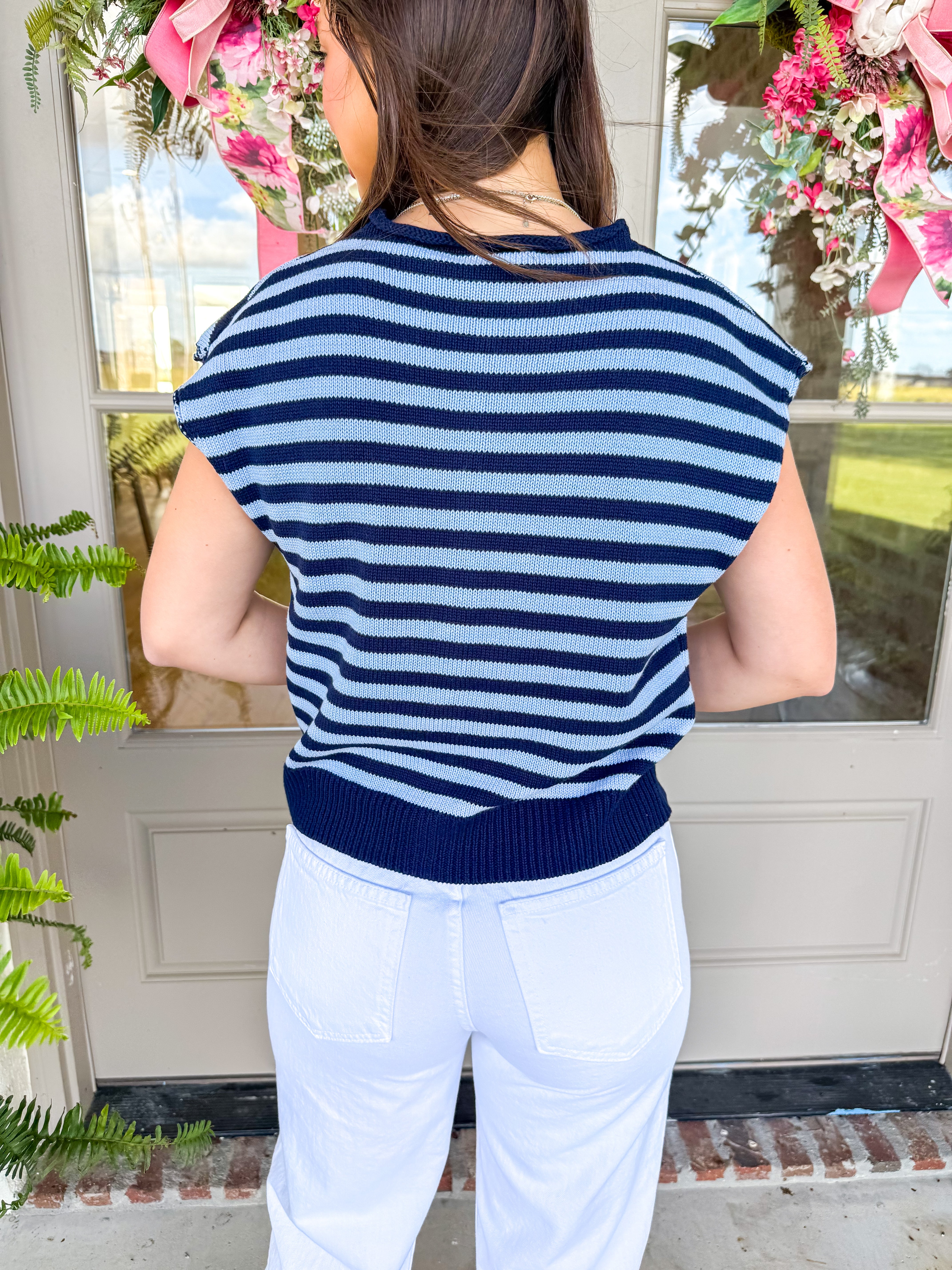 Navy Striped Away Cardigan