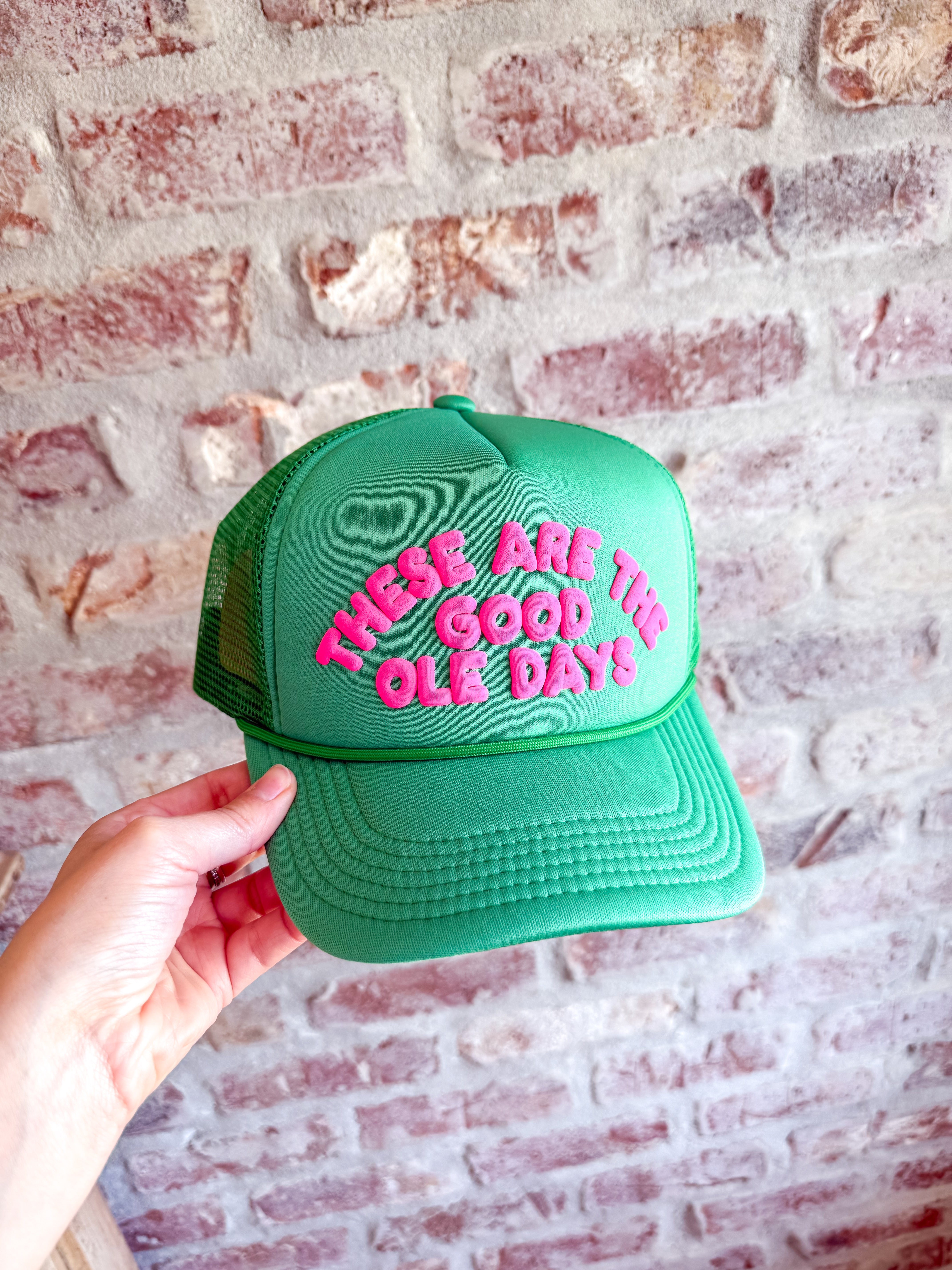 These Are The Good Ole Days Green Trucker Hat
