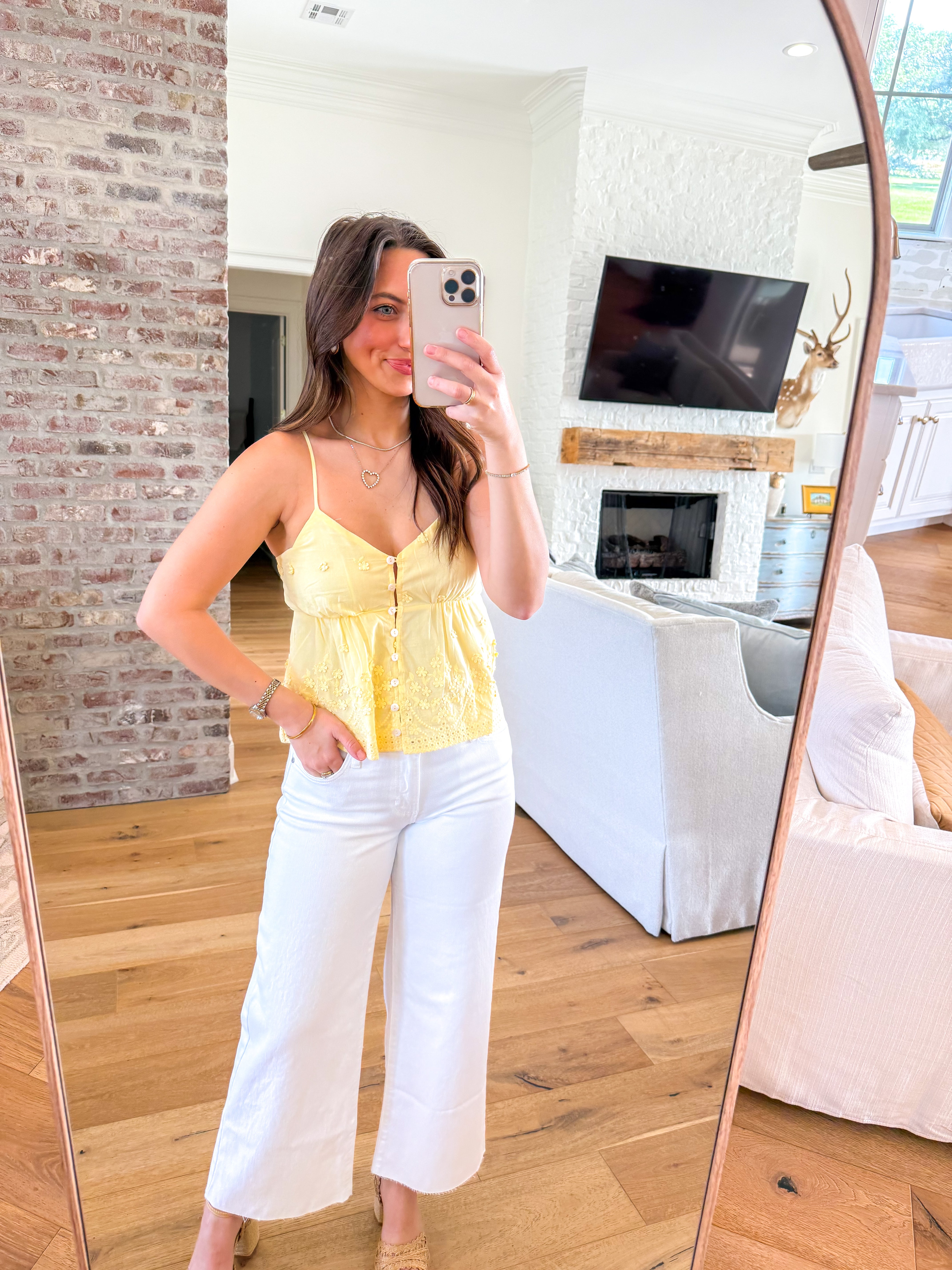 Beachglass Embroidered Tank Yellow