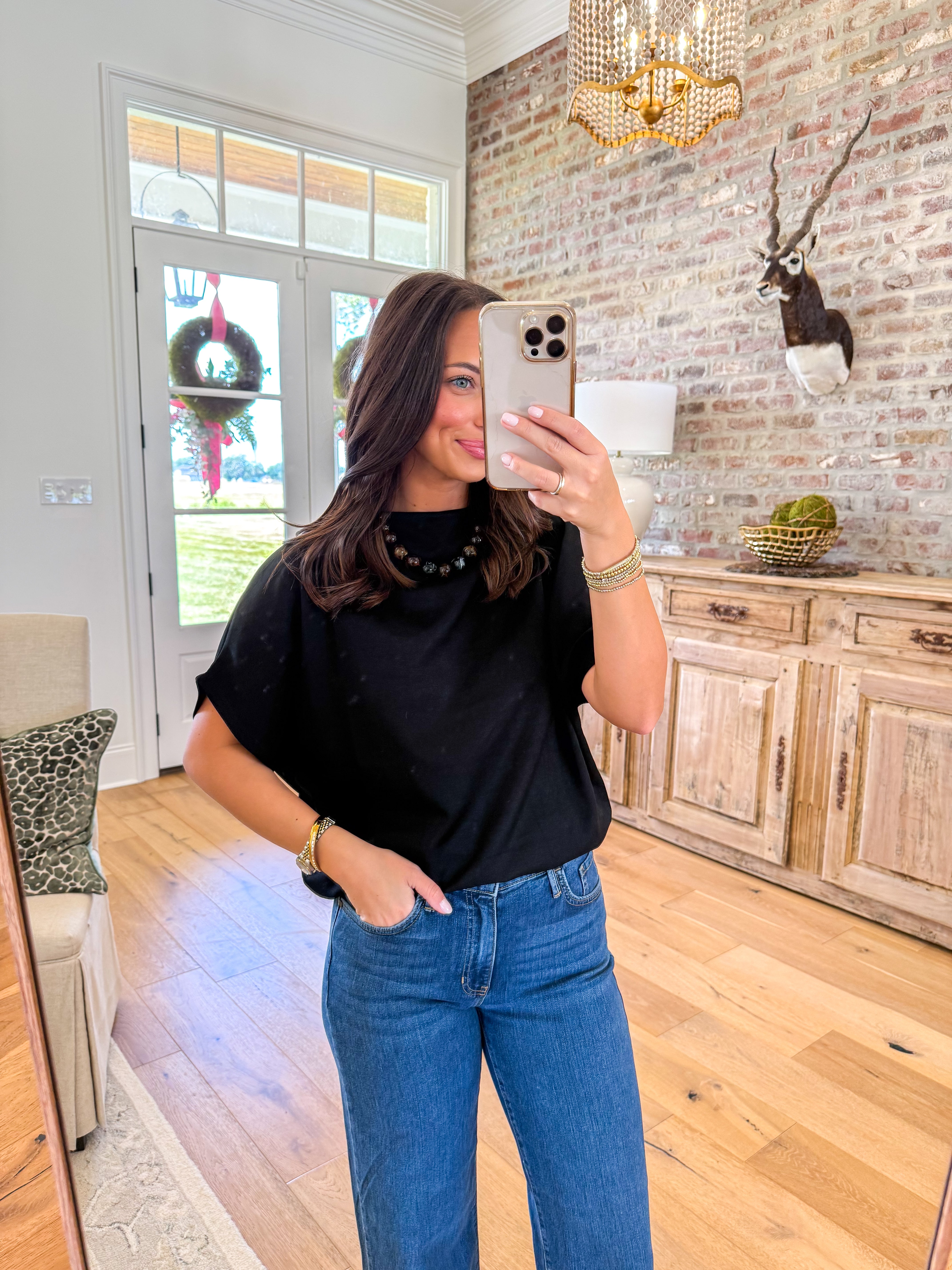 The Marlowe Mock Neck Top Black