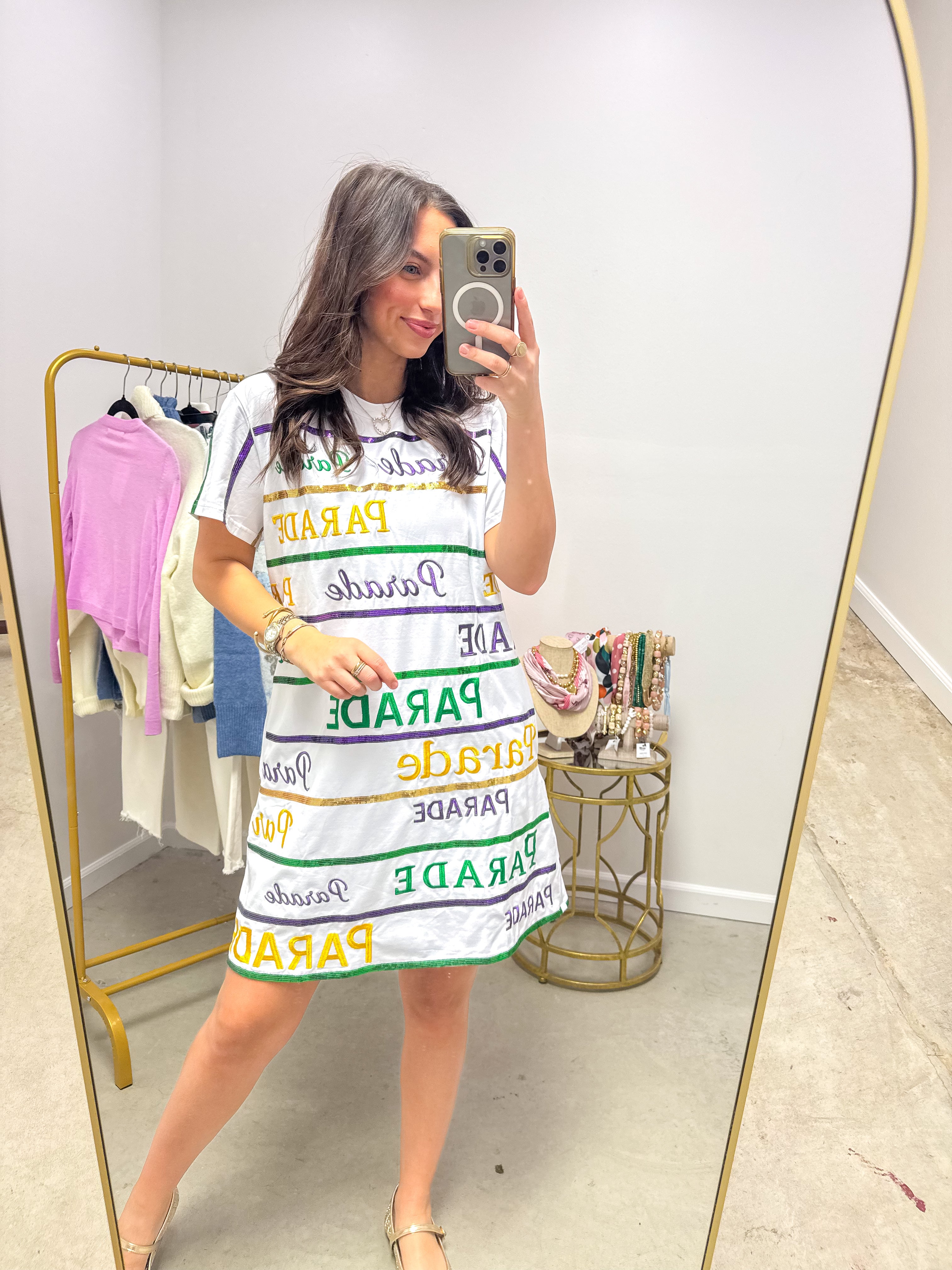 Mardi Gras parade Sequin T-Shirt Dress