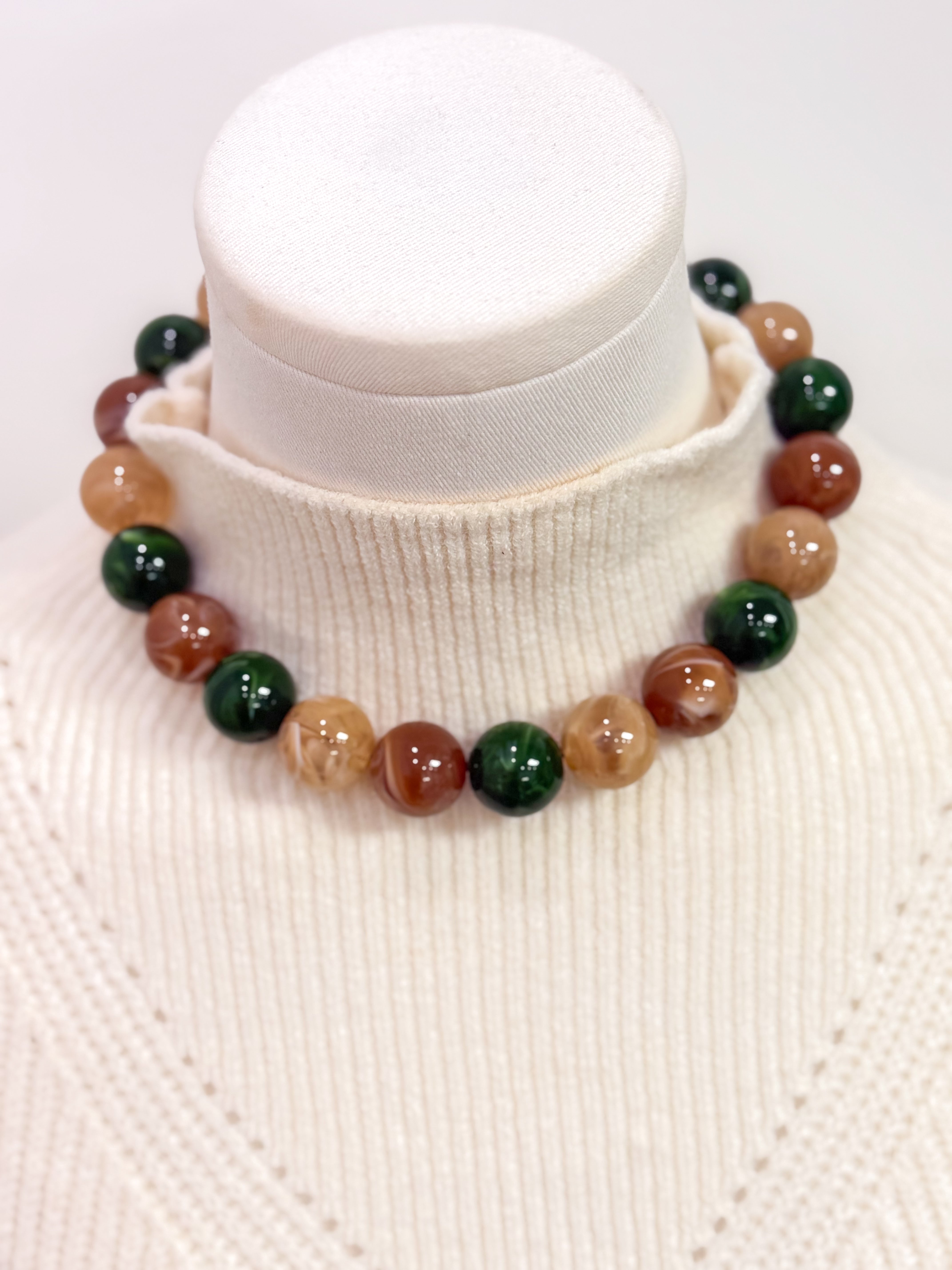 Mocha & Olive Beaded Necklace