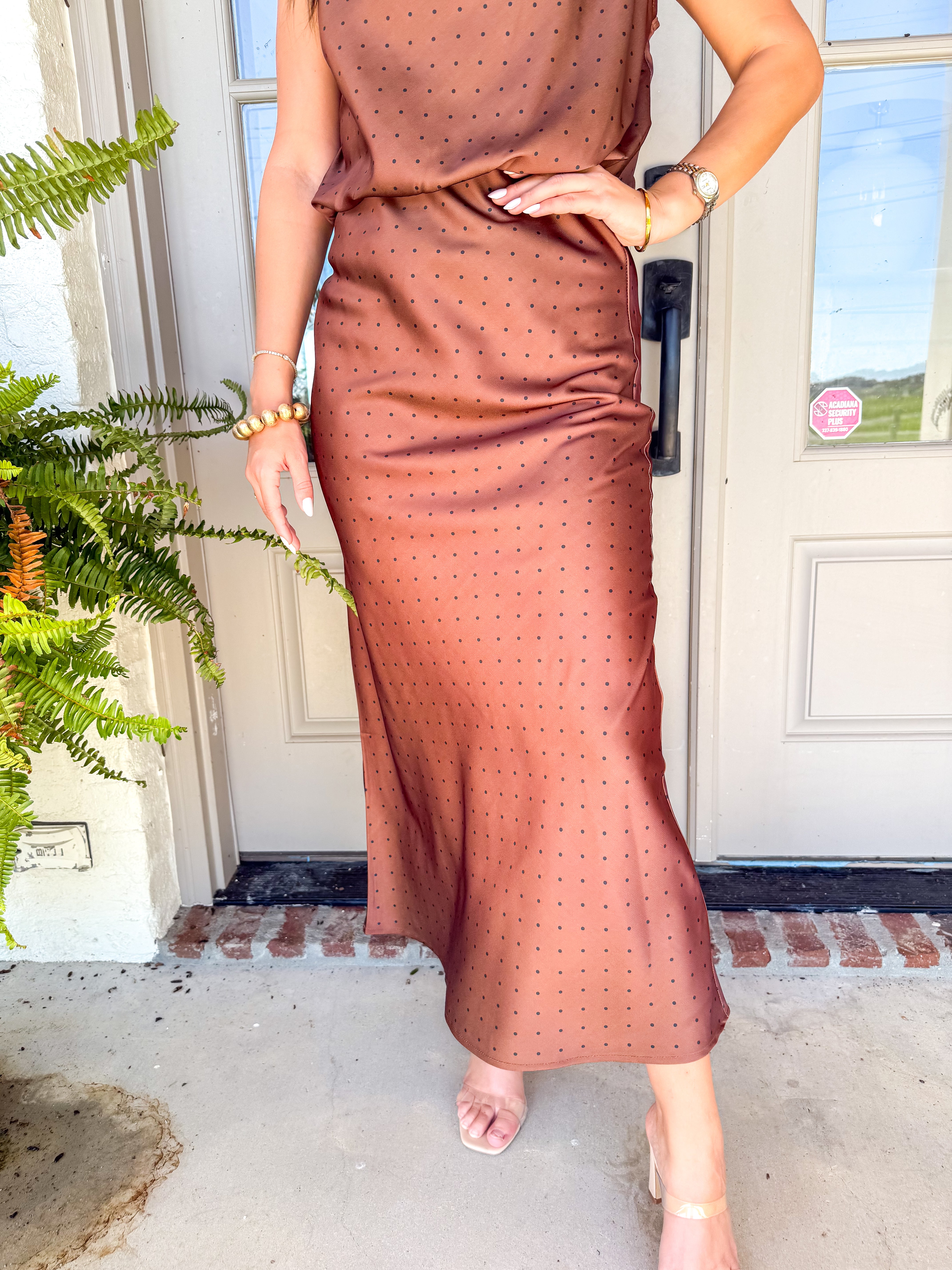 Dotted Darling Midi Skirt Mocha
