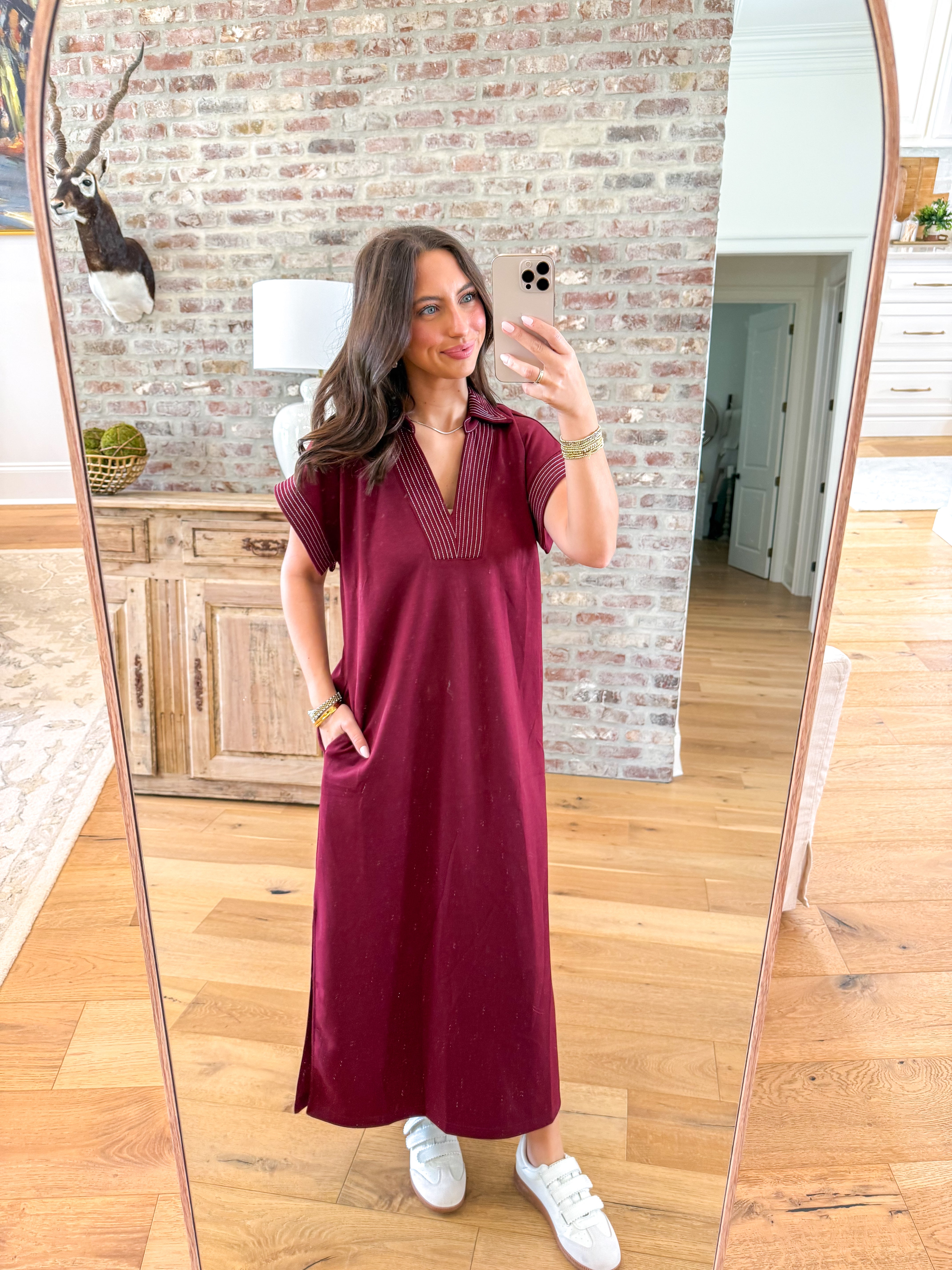 The Effortless Midi Polo Dress Wine