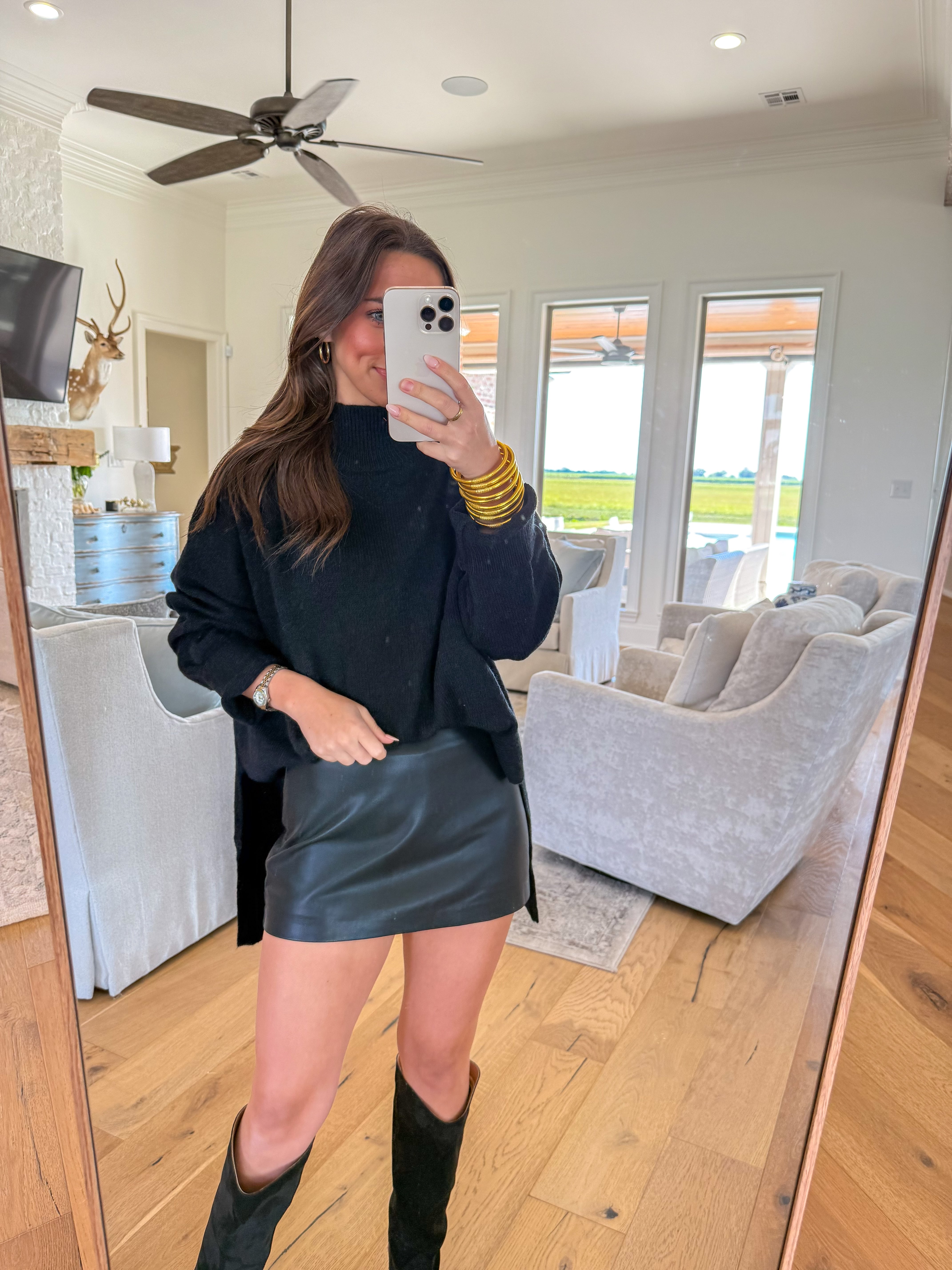 Harper Black Faux Leather Skort