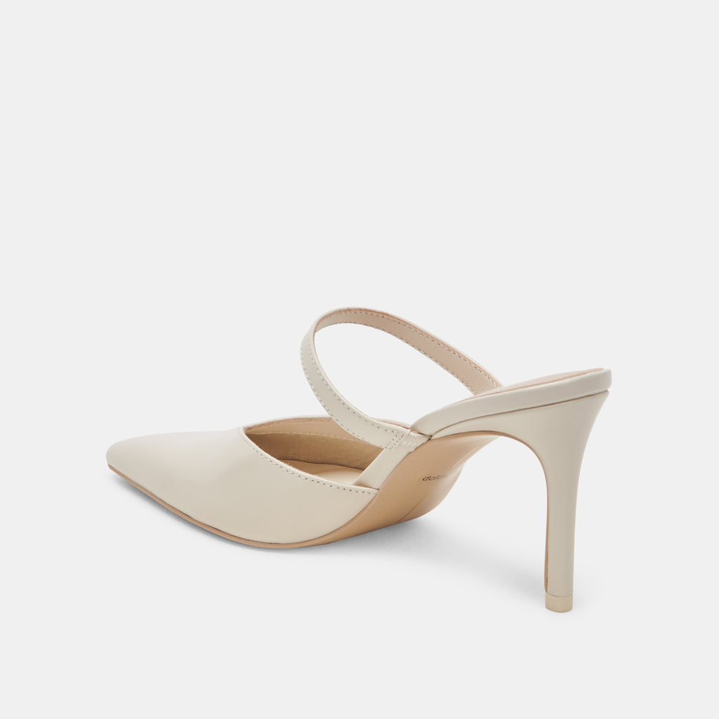 Kanika White Crinkle Patent Heels