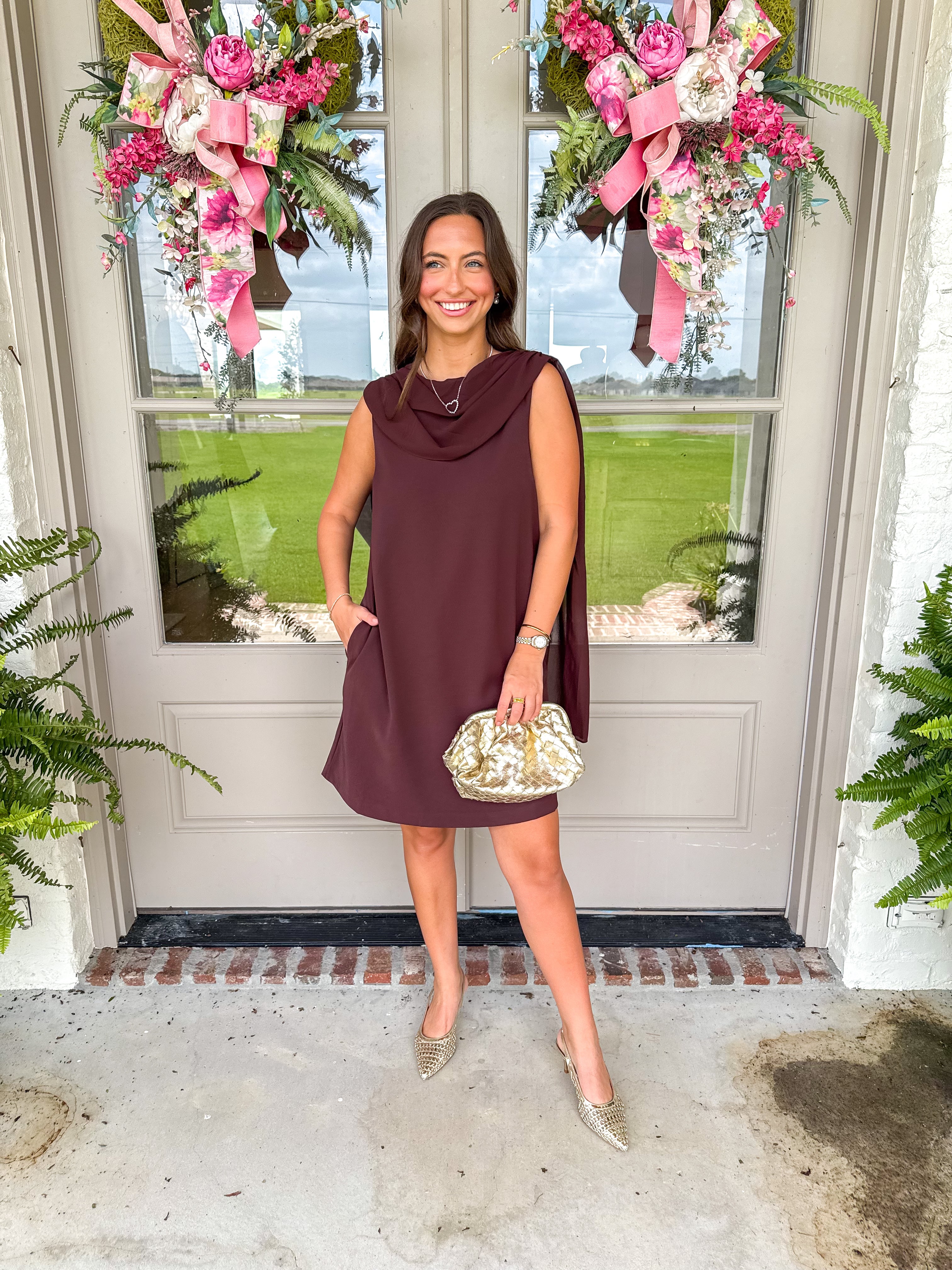 Cocoa Drape Mini Dress