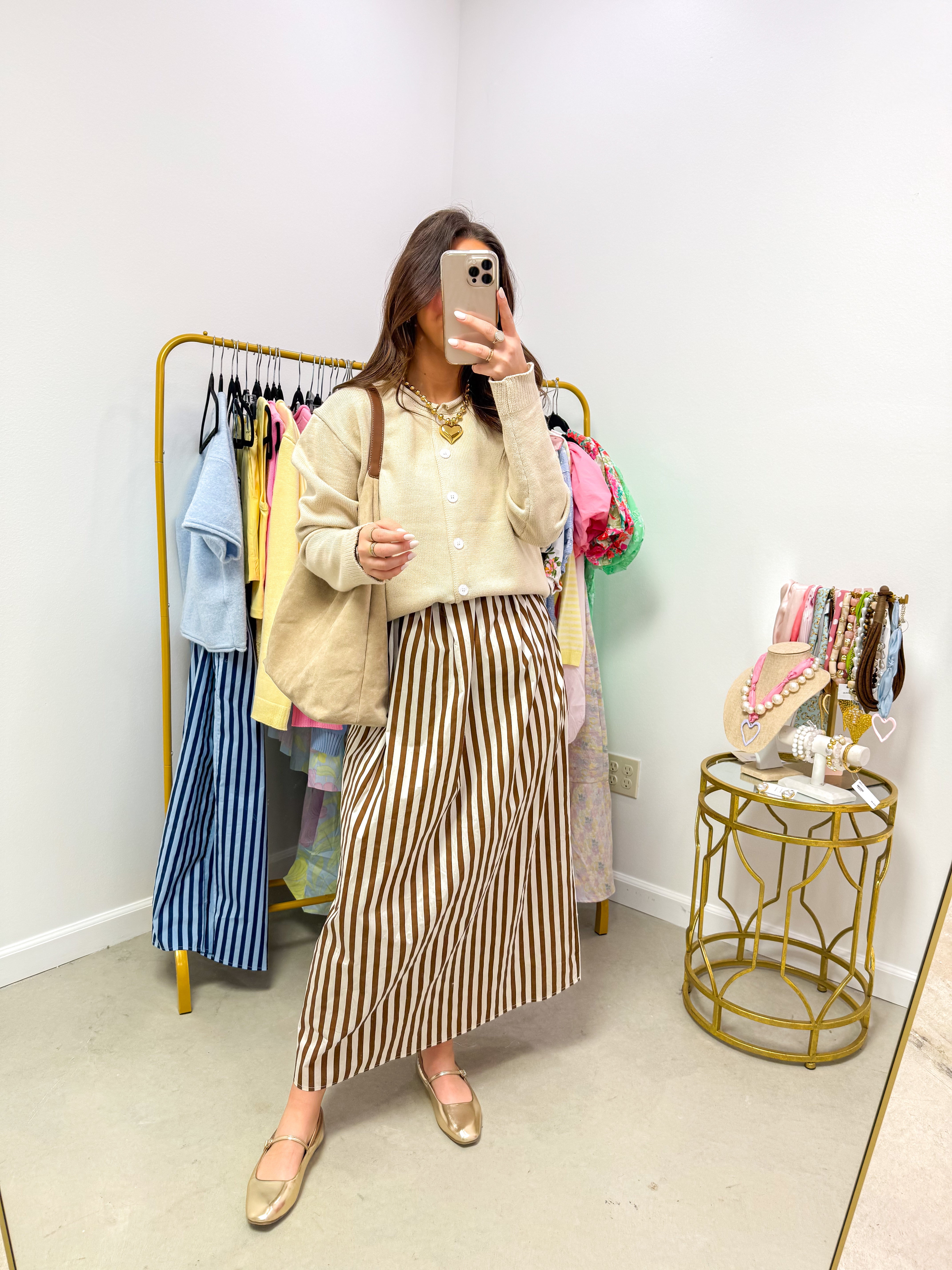 The Sweet Stripe Mocha Midi