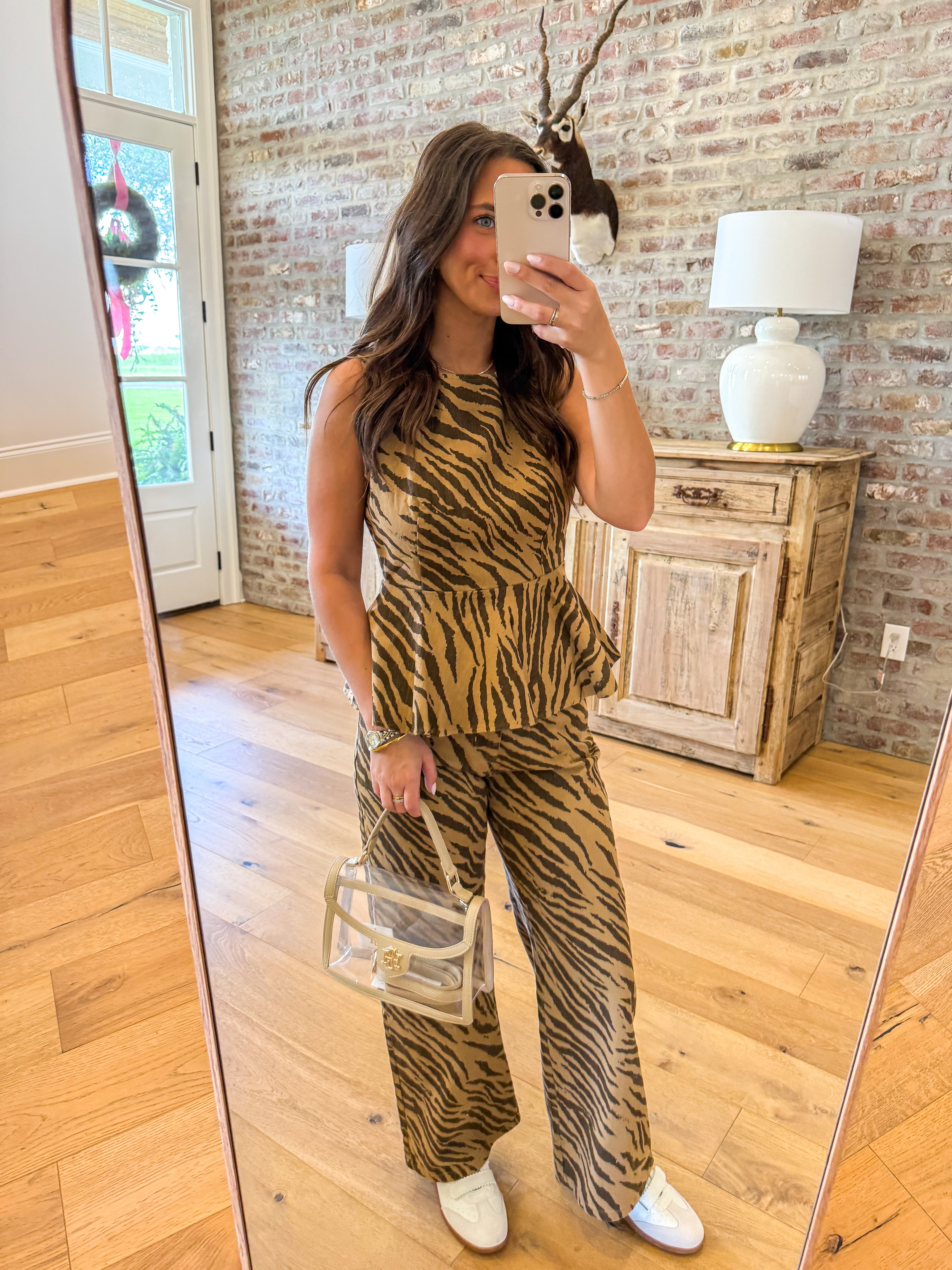 Zebra Print Wide-Leg Pants