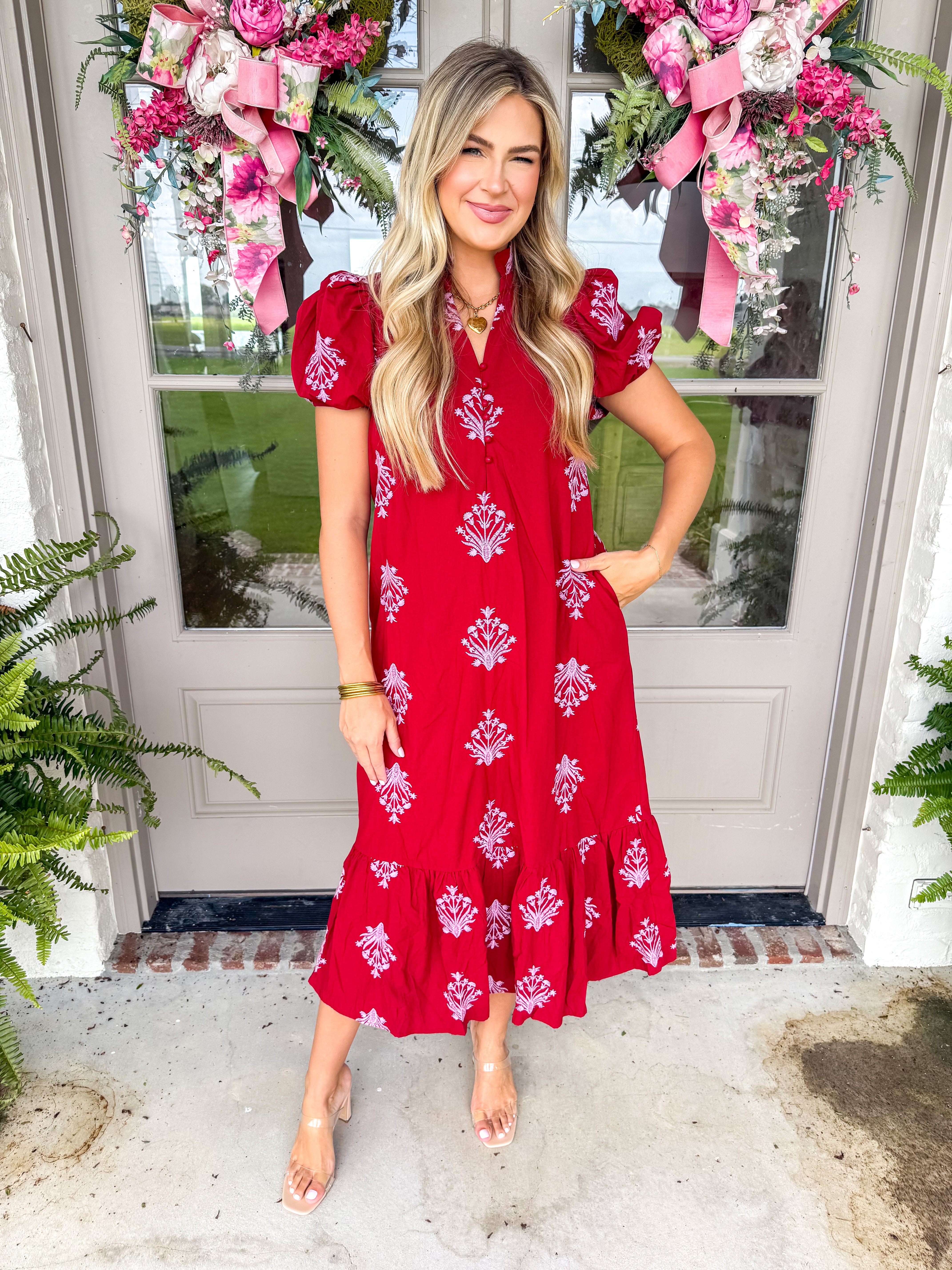 The Wildflower Embroidered Midi Burgundy