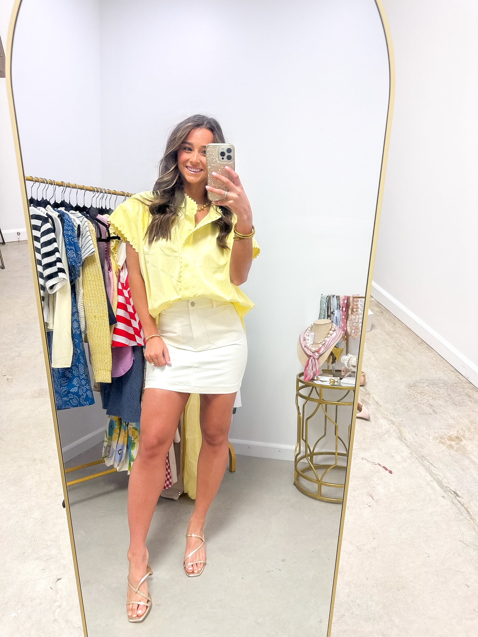 Scalloped Dreams Butter Yellow Blouse