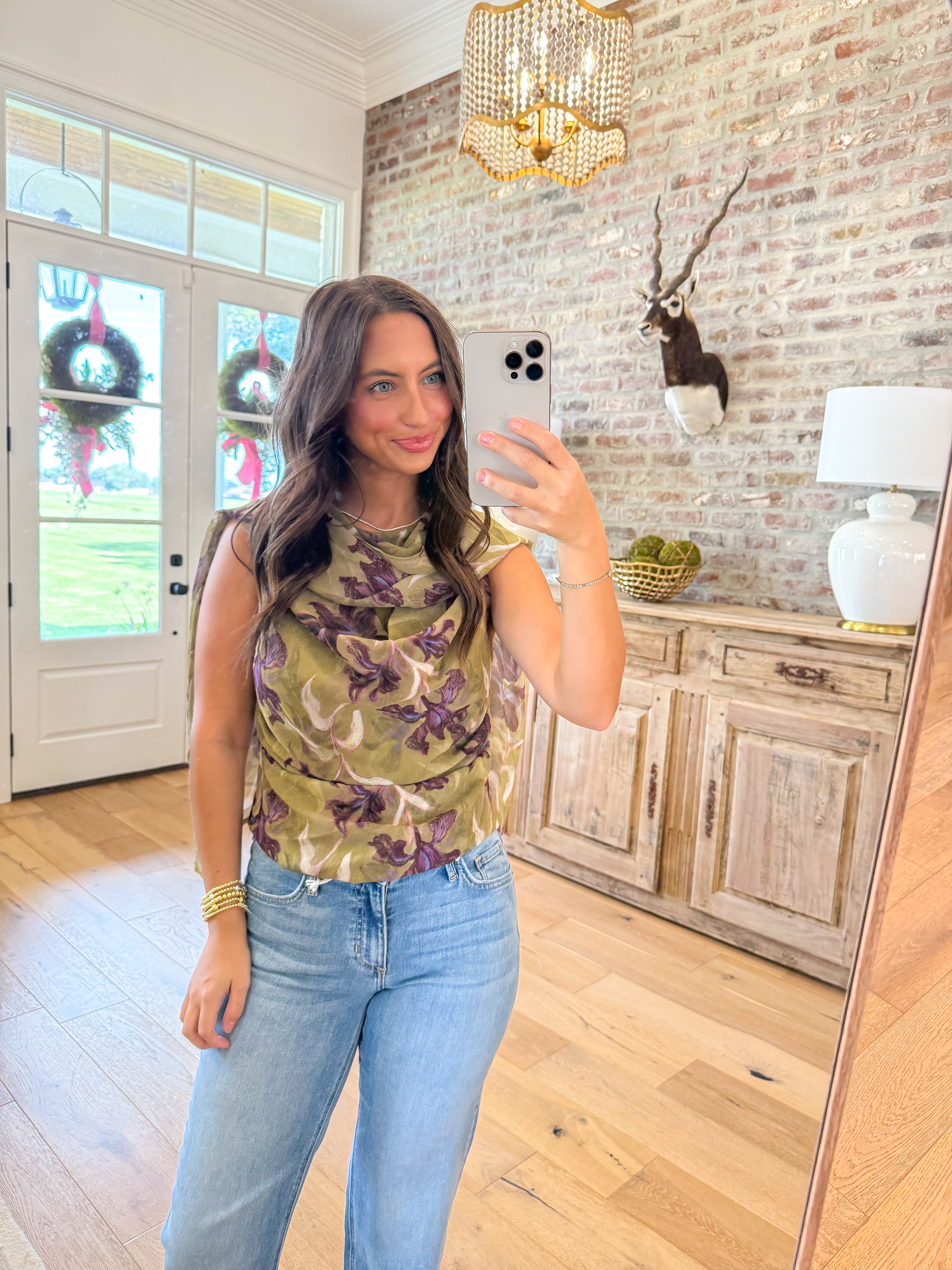 Olive Grove Cowl Neck Tank