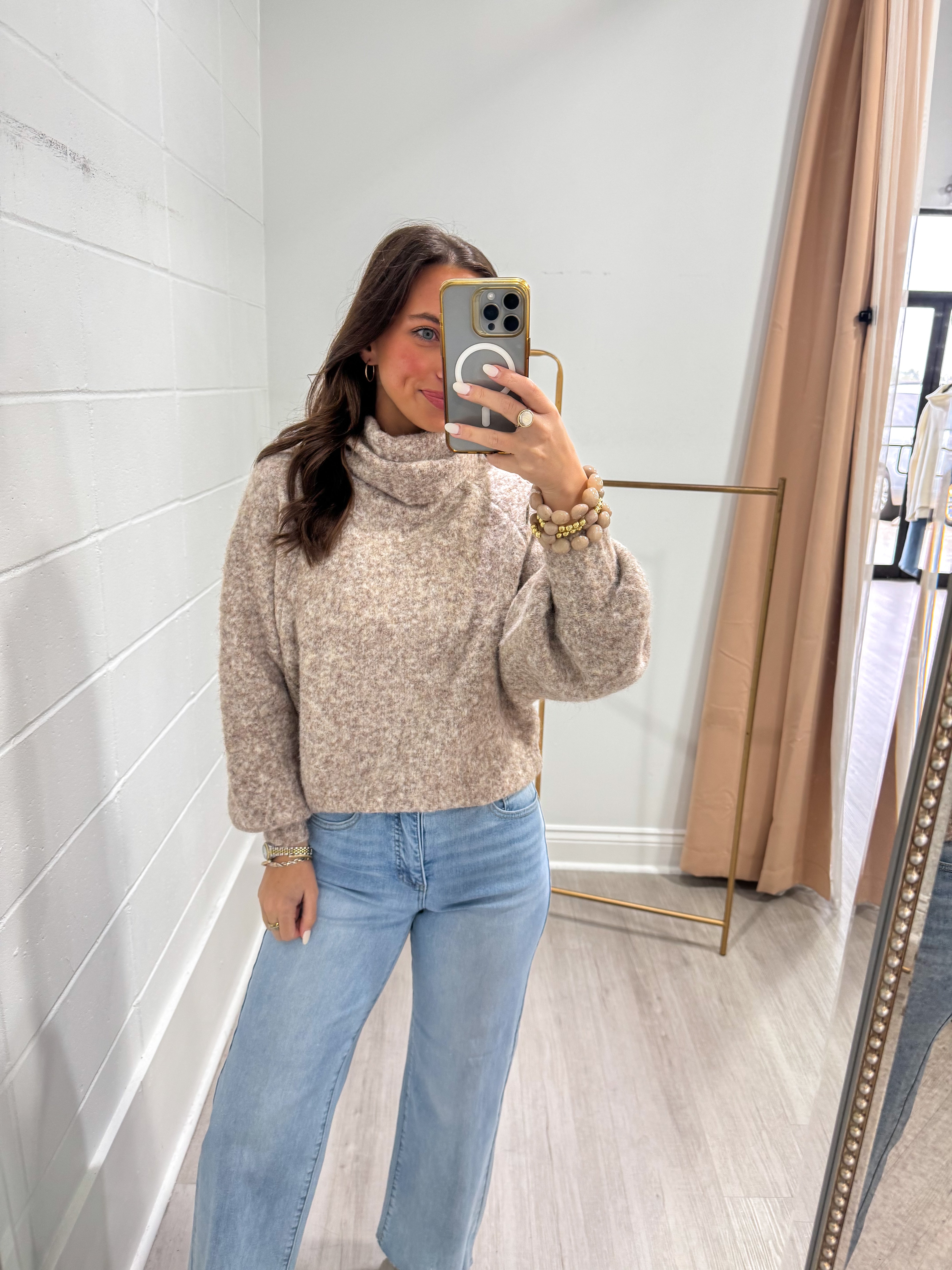 Ella Taupe Turtleneck Sweater