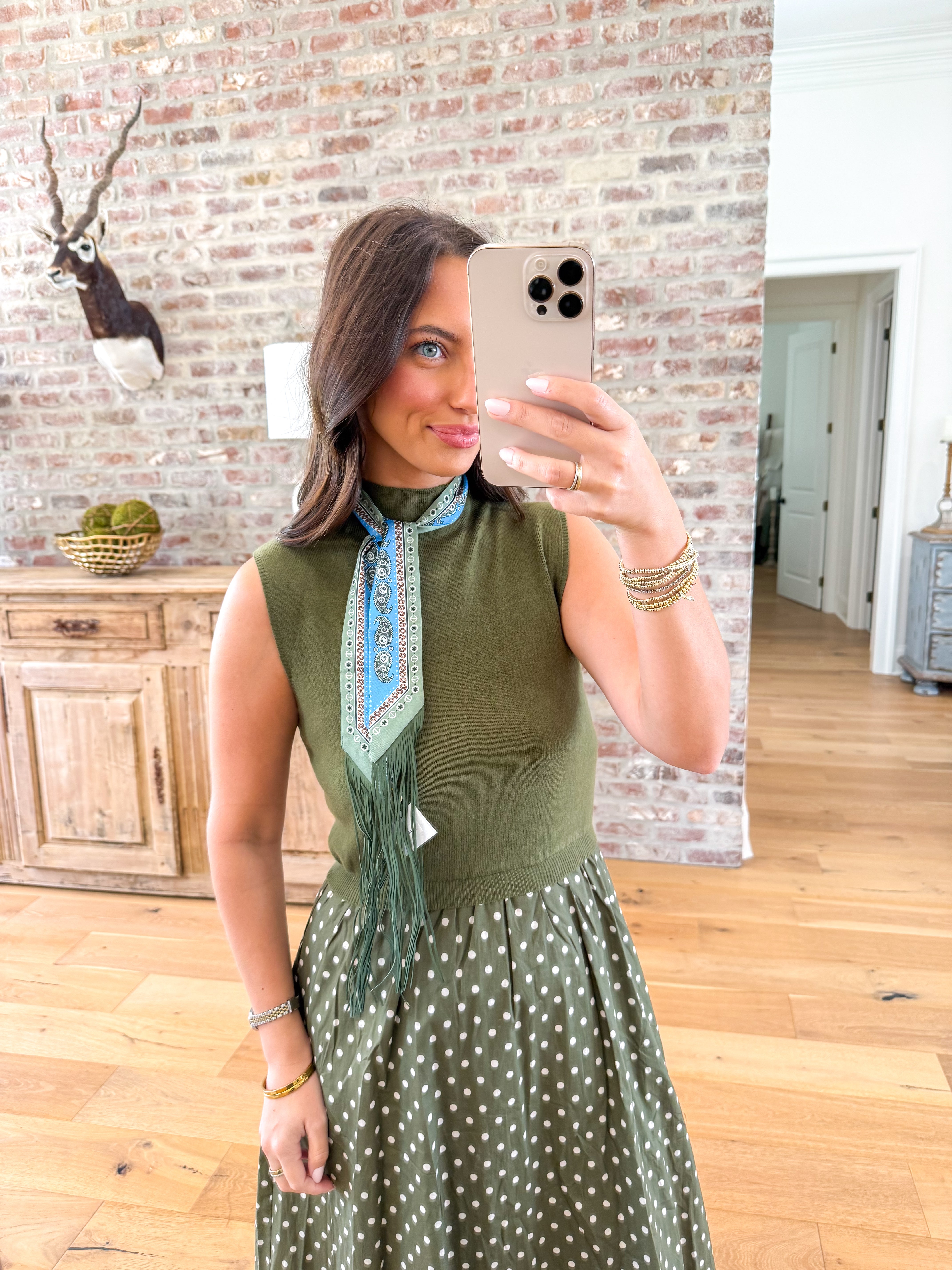 Olive You Polka Dot Midi Dress