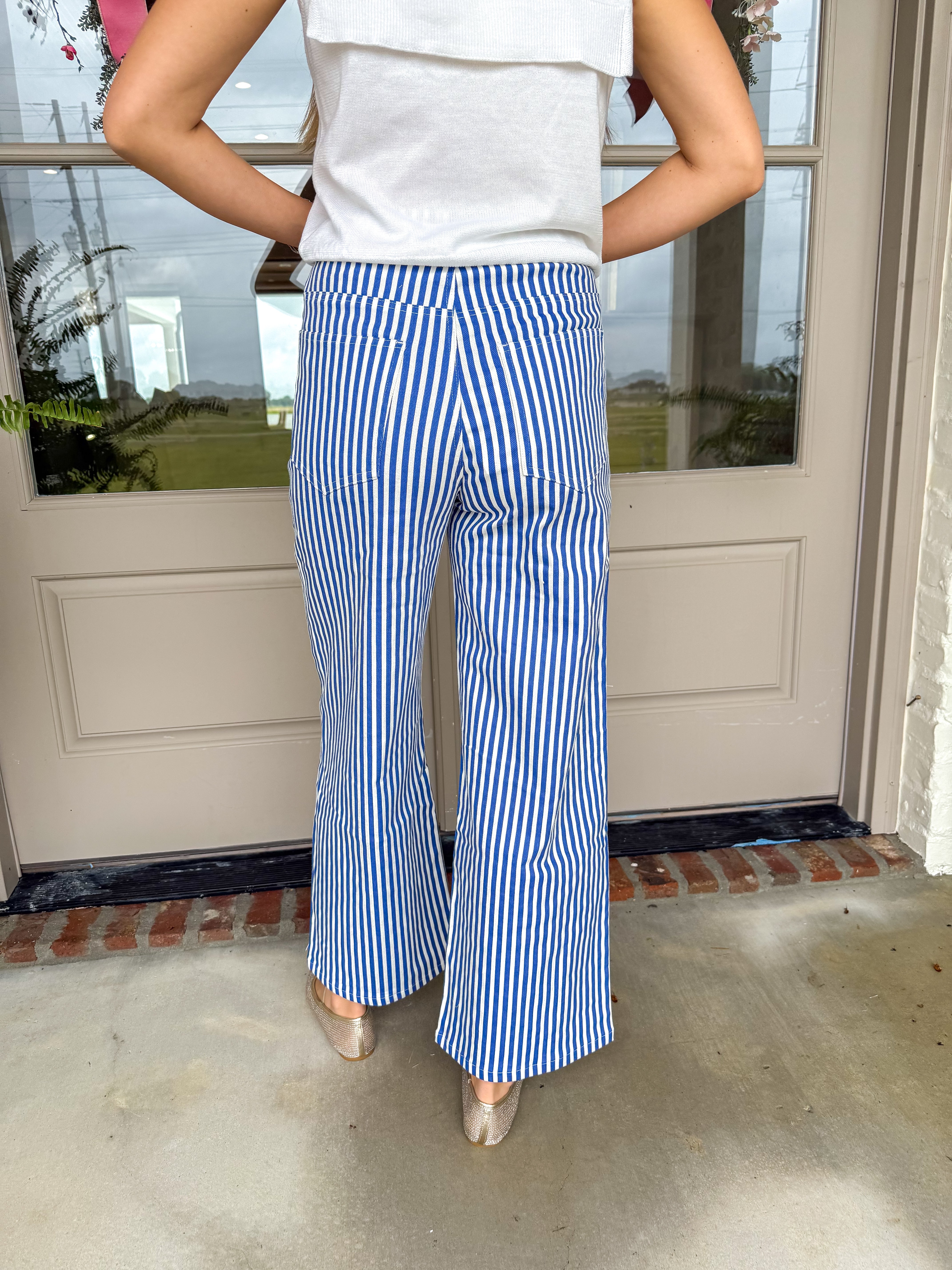 Line & Vine Striped Denim Jeans
