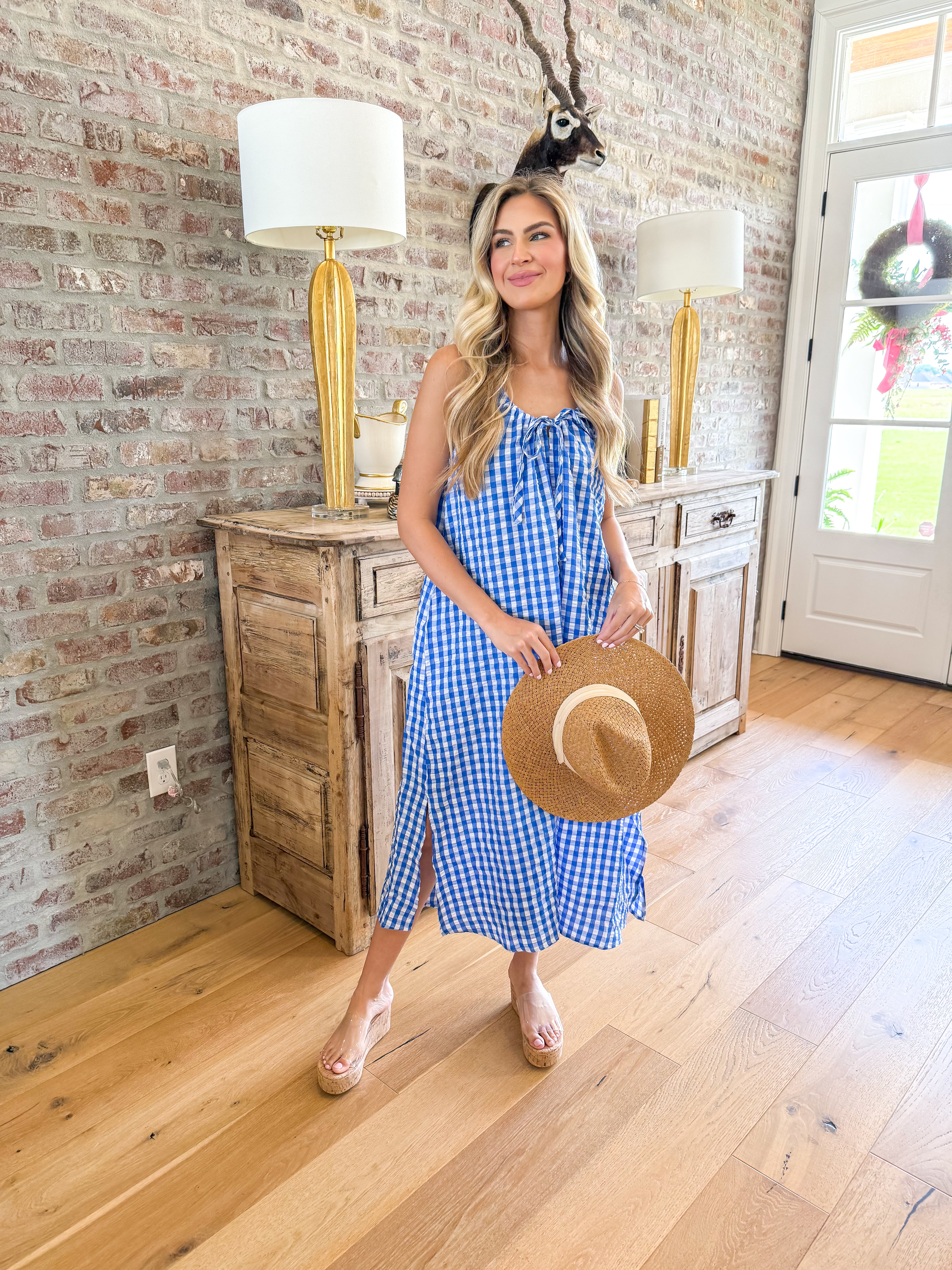 Lyla Gingham Bow Front Maxi Dress