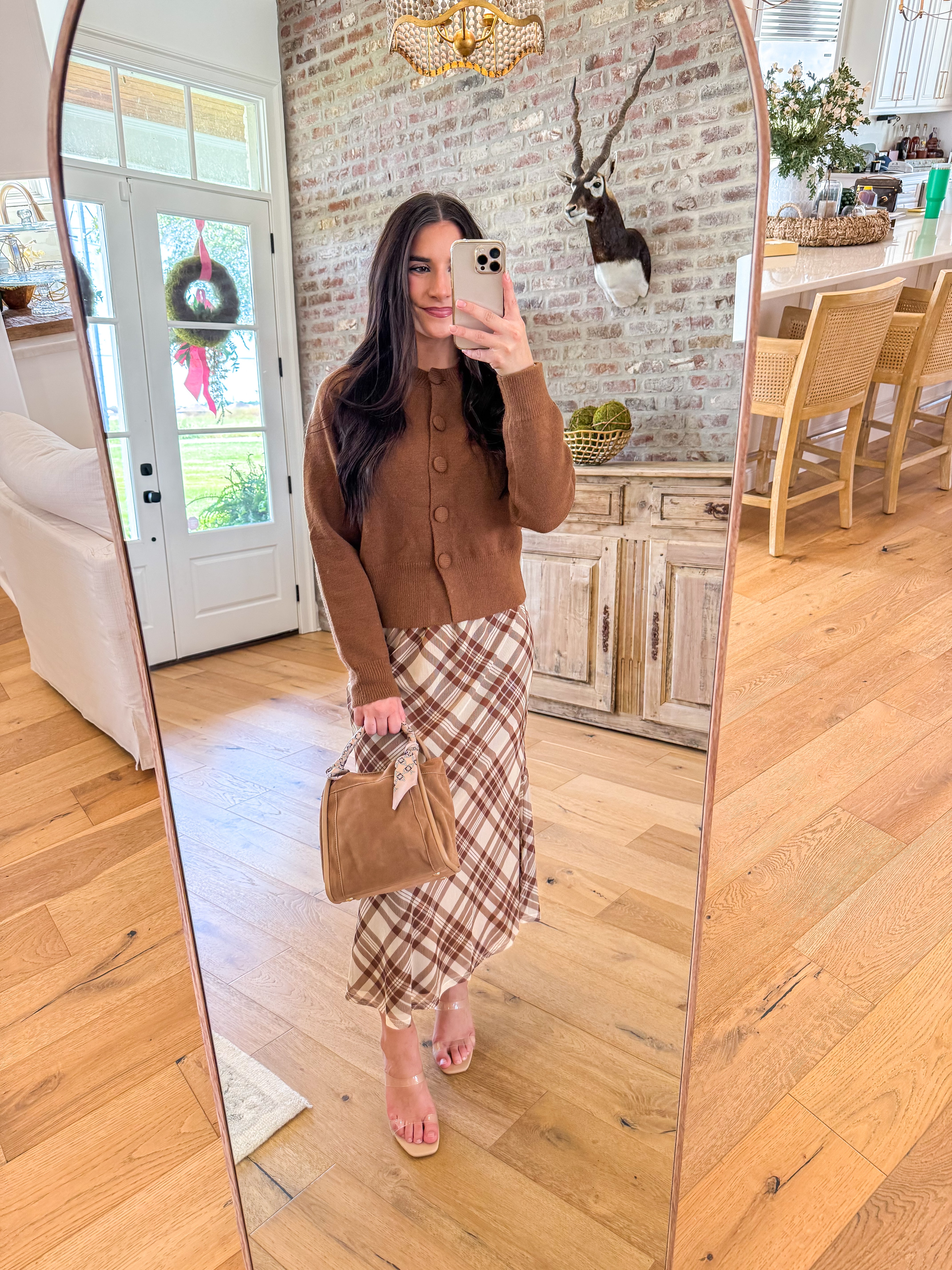 Camel Charm Cropped Cardigan