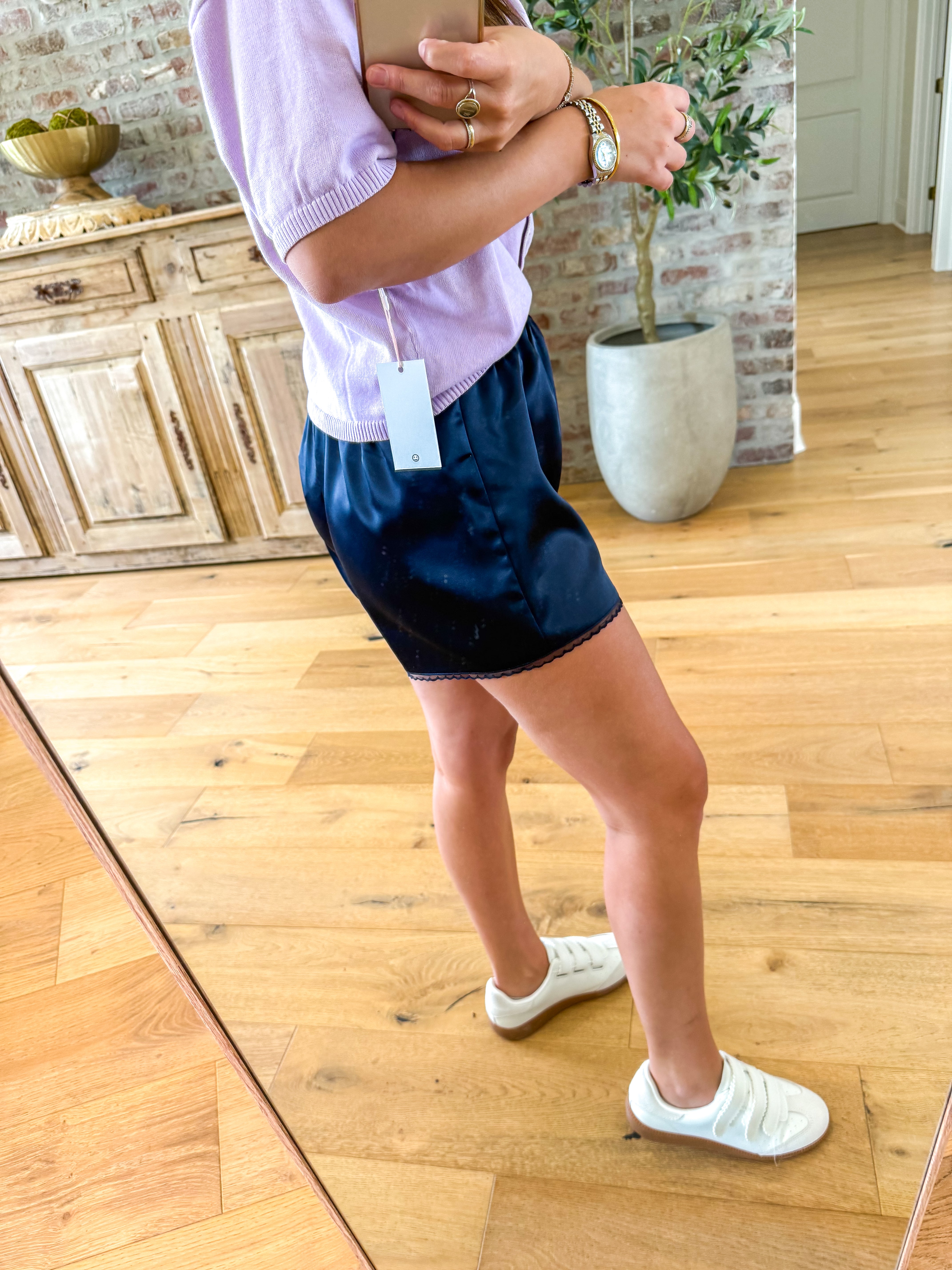 Midnight Lace Satin Shorts