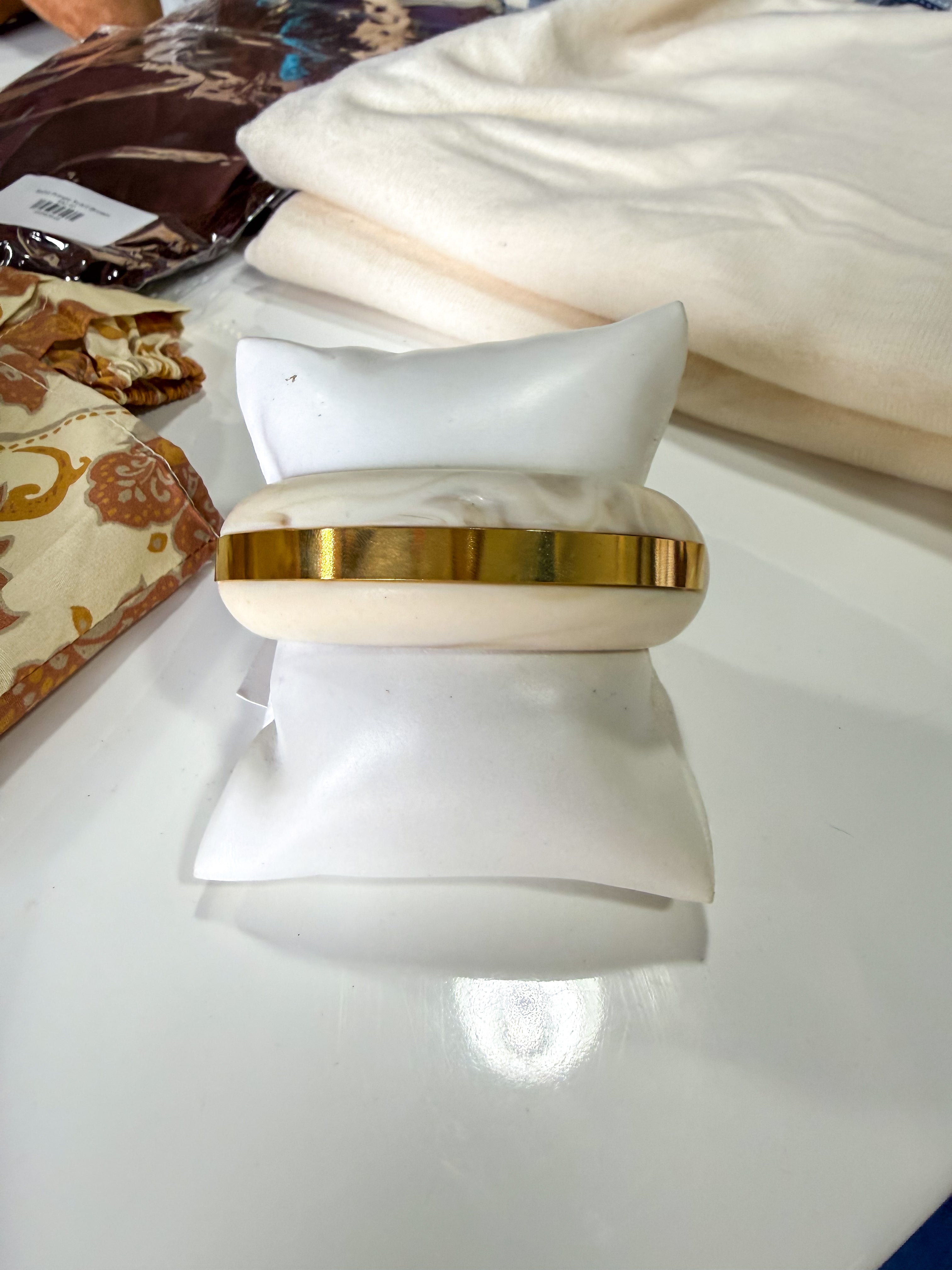 White Marbled Gold Bangle
