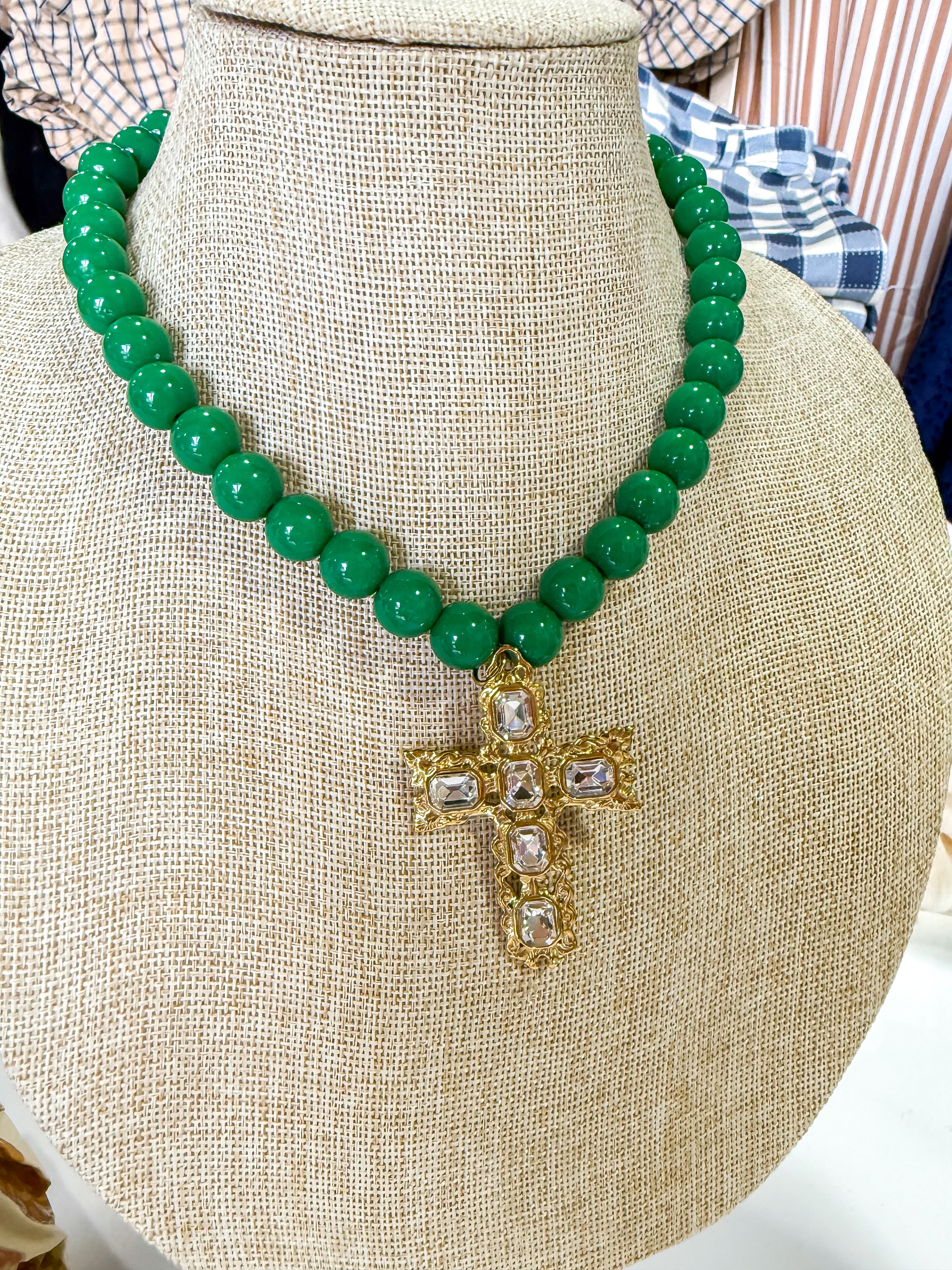 Kelly Gren Cross Beaded Necklace