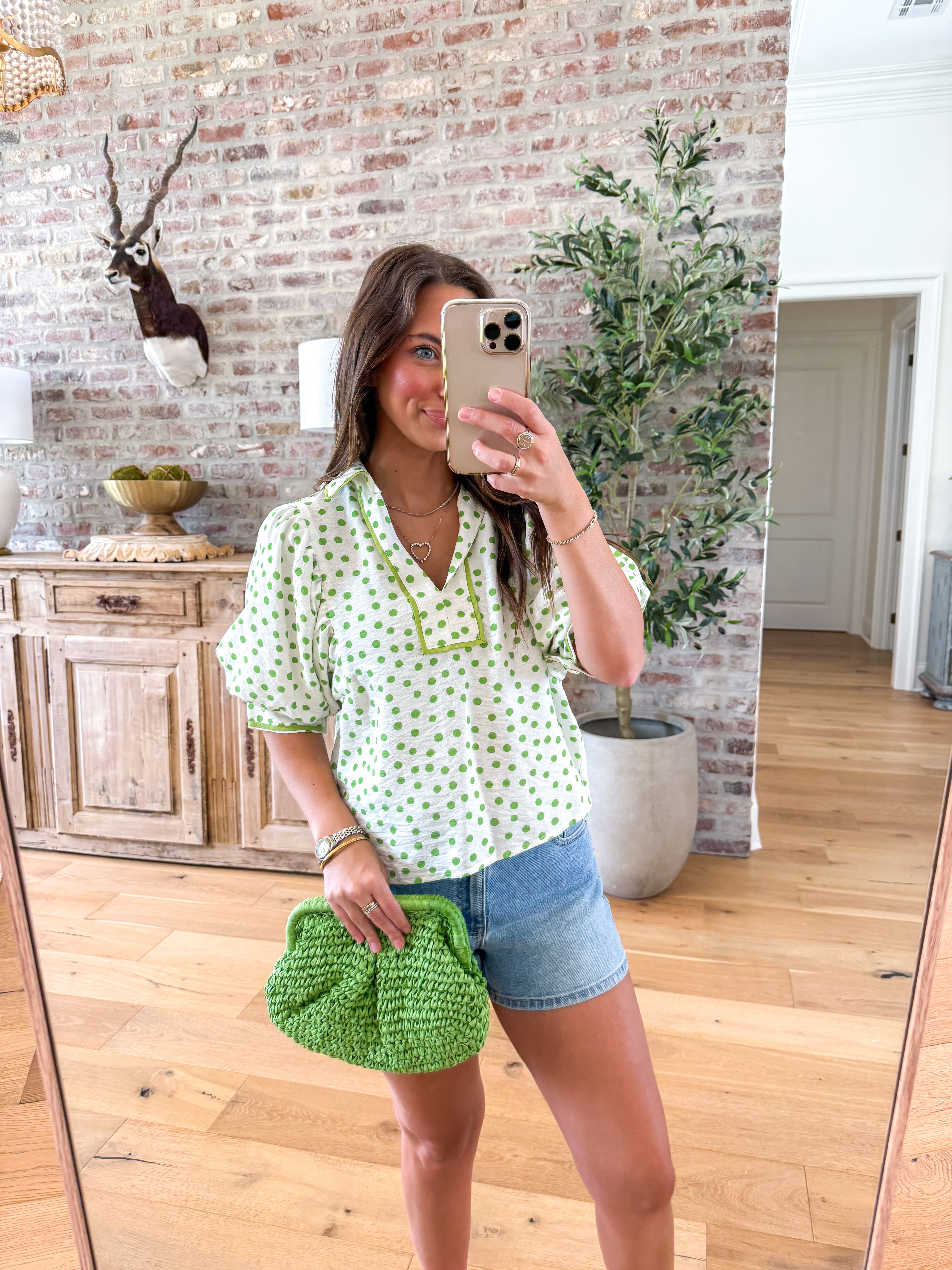 Lime Polka Dot Blouse