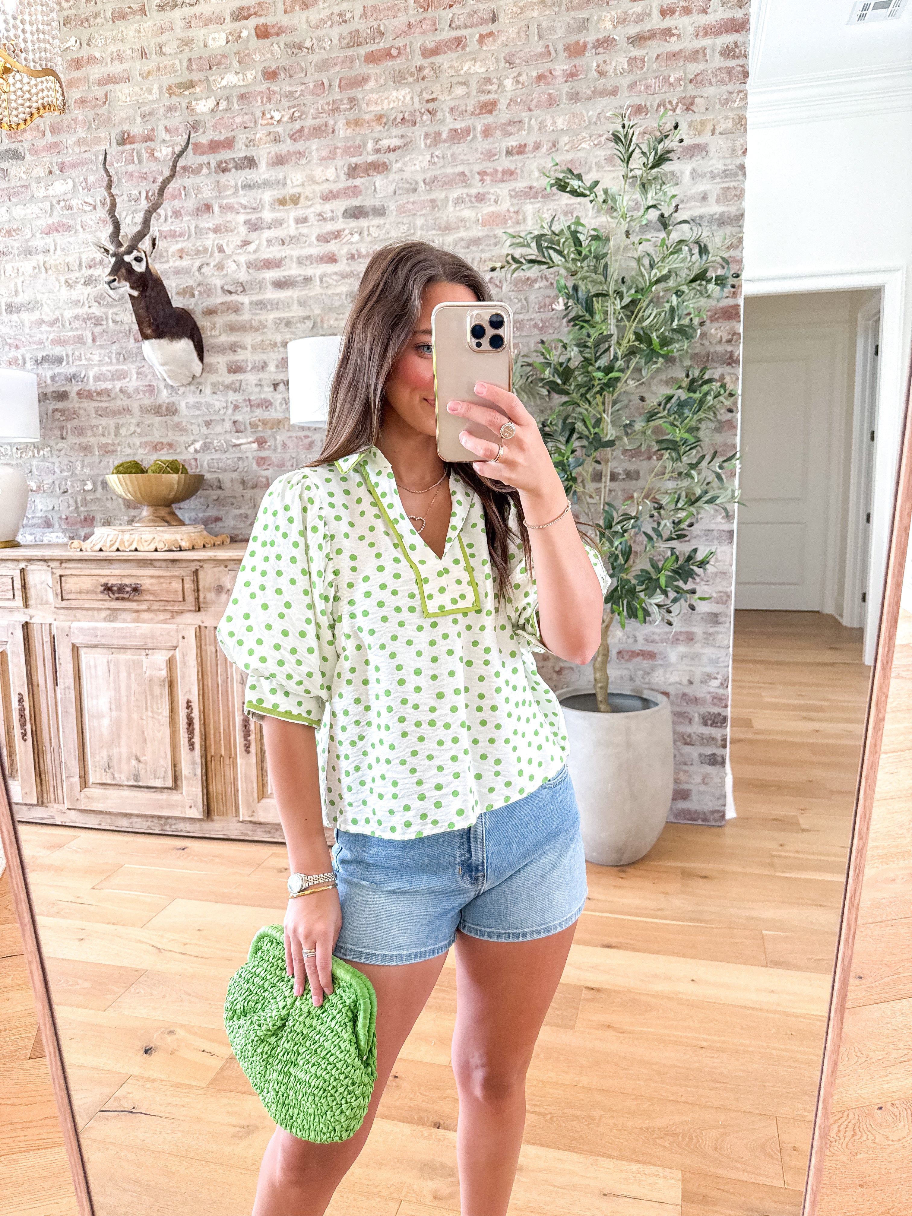 Lime Polka Dot Blouse