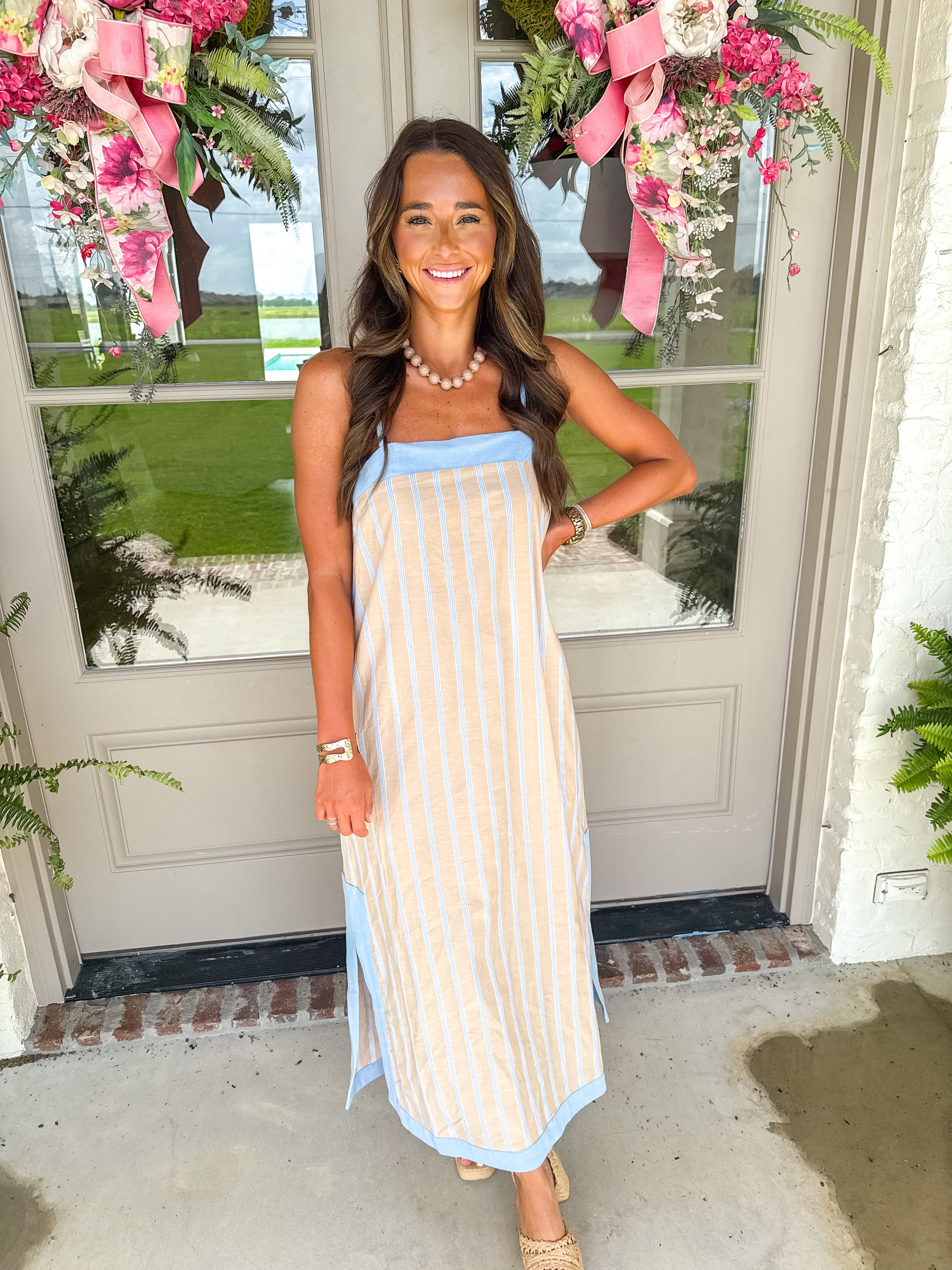 Coastal Breeze Striped Midi Dress