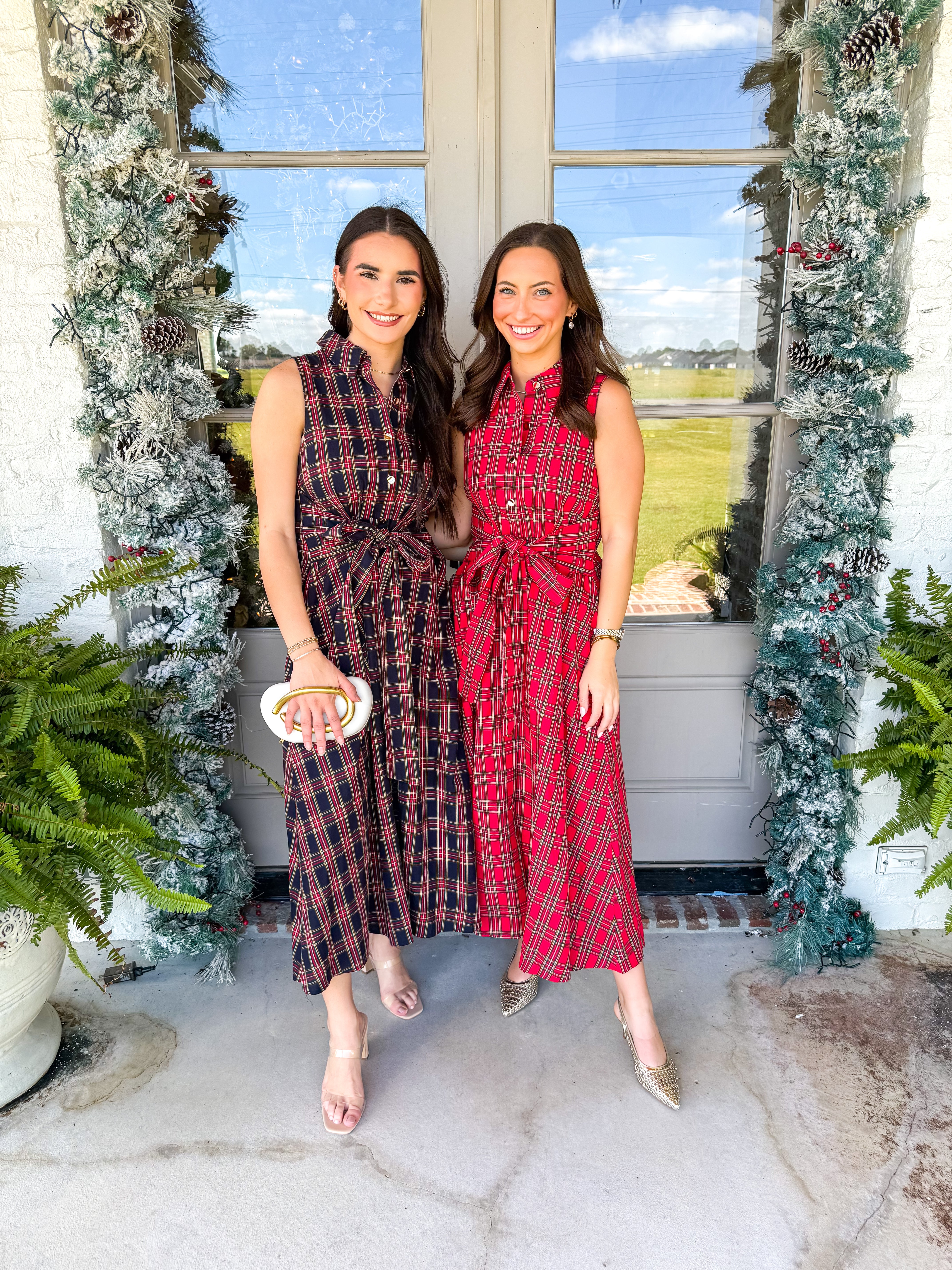 Scarlett Fields Plaid Midi Dress Red