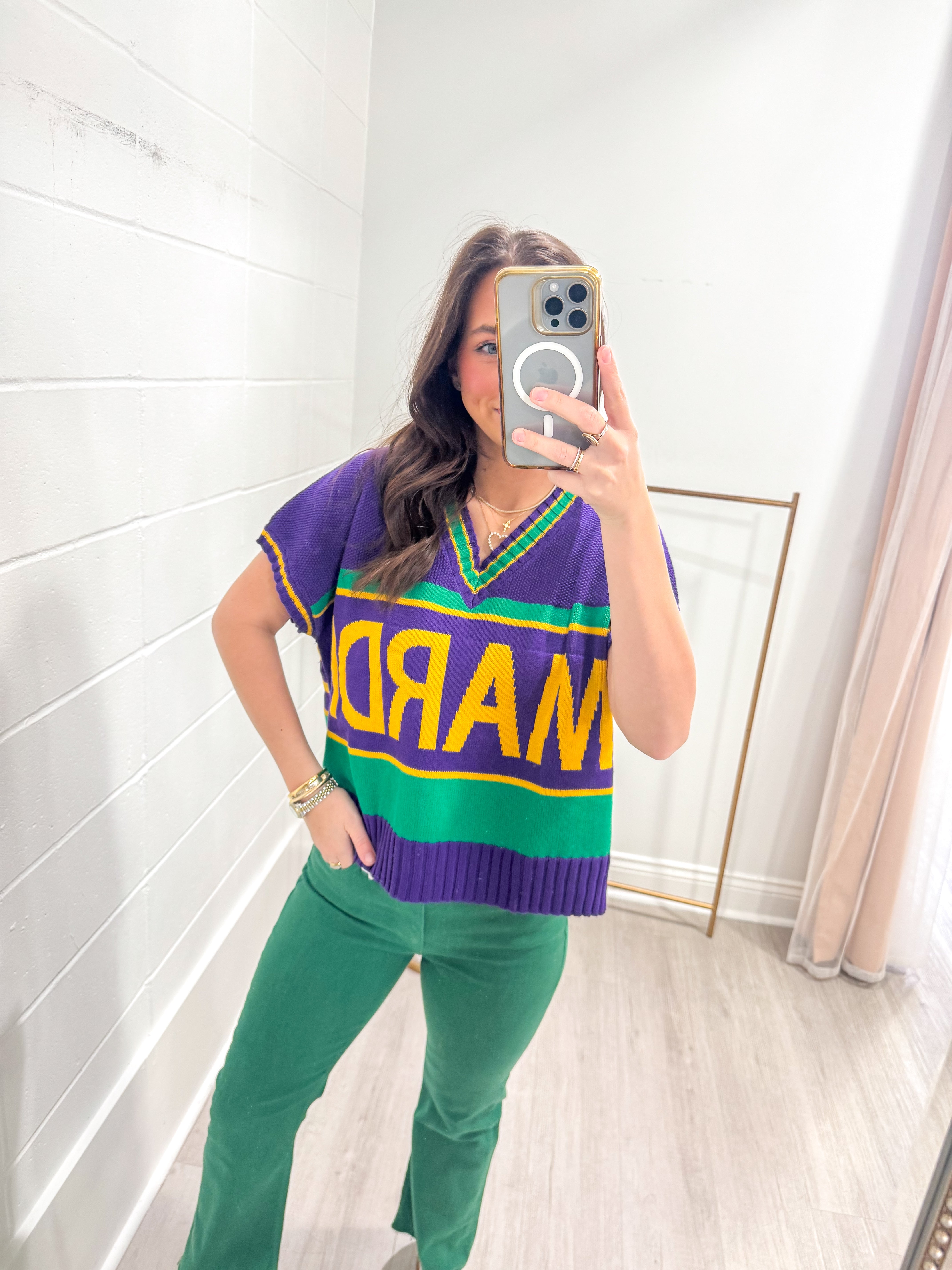 Mardi Lettering Varsity Sweater Top