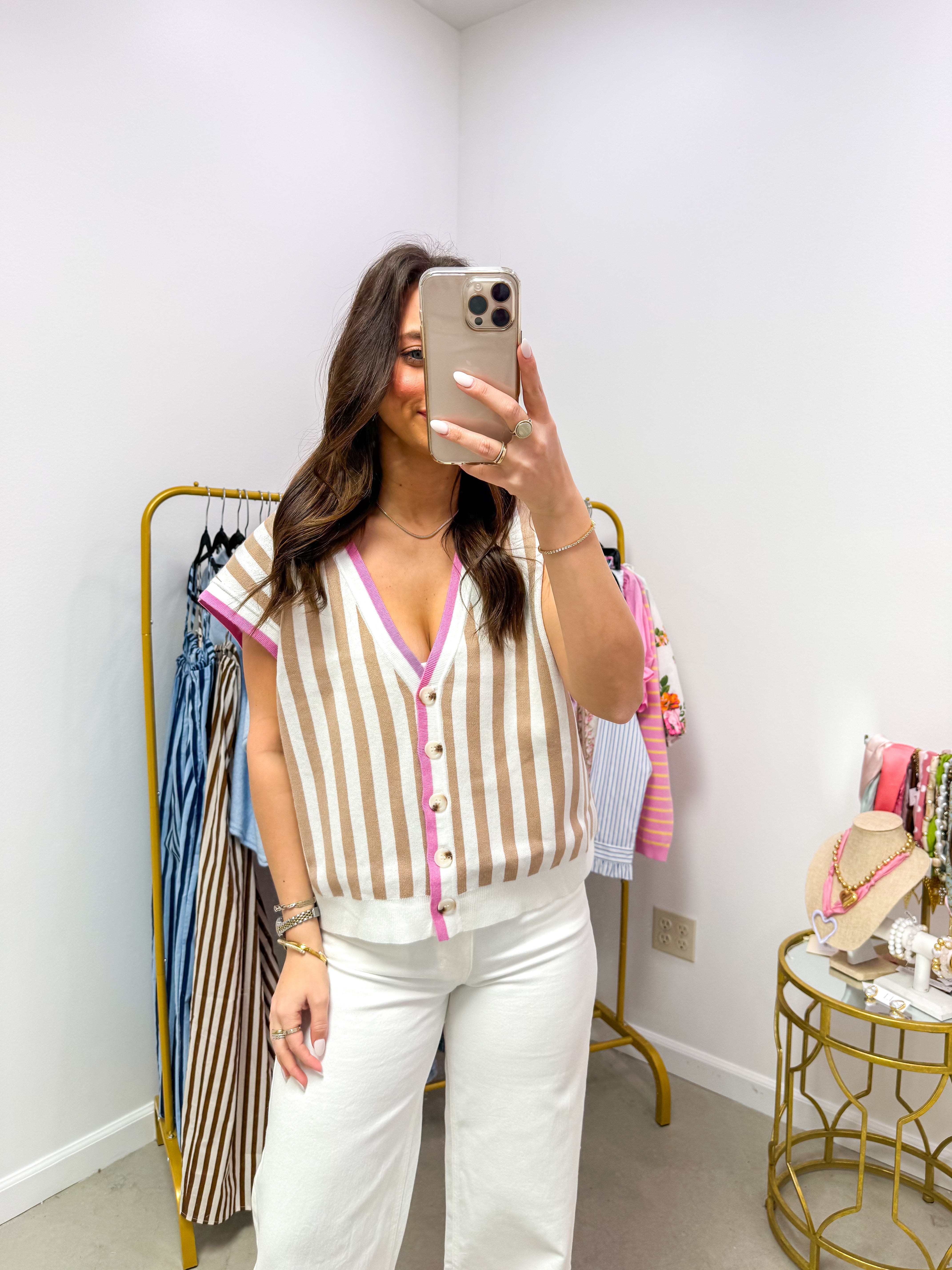 Mocha Dream Stripe Sweater Vest